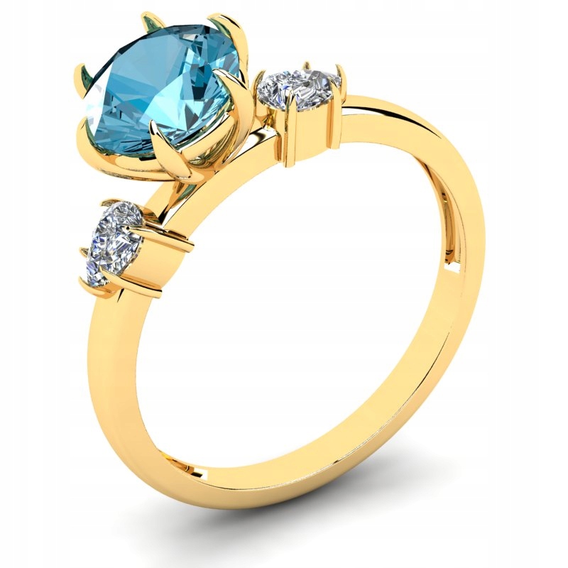 

Pierścionek Złoty Z Niebieską Cyrkonią