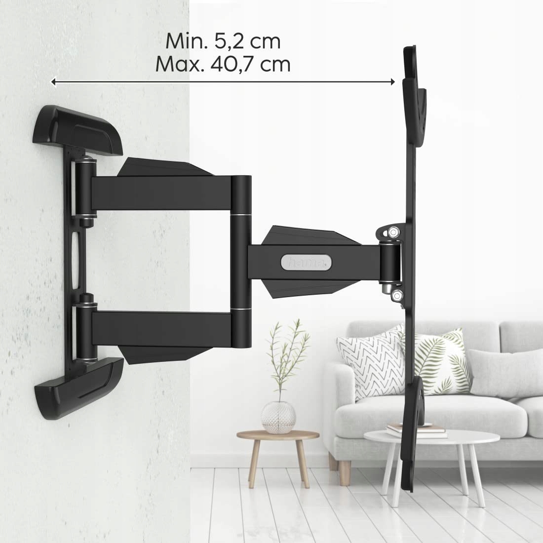 HAMA Uchwyt TV Ścienny Ruchomy 32-65 Cal VESA 100x100-400x400 35kg Czarny — miniatura 4