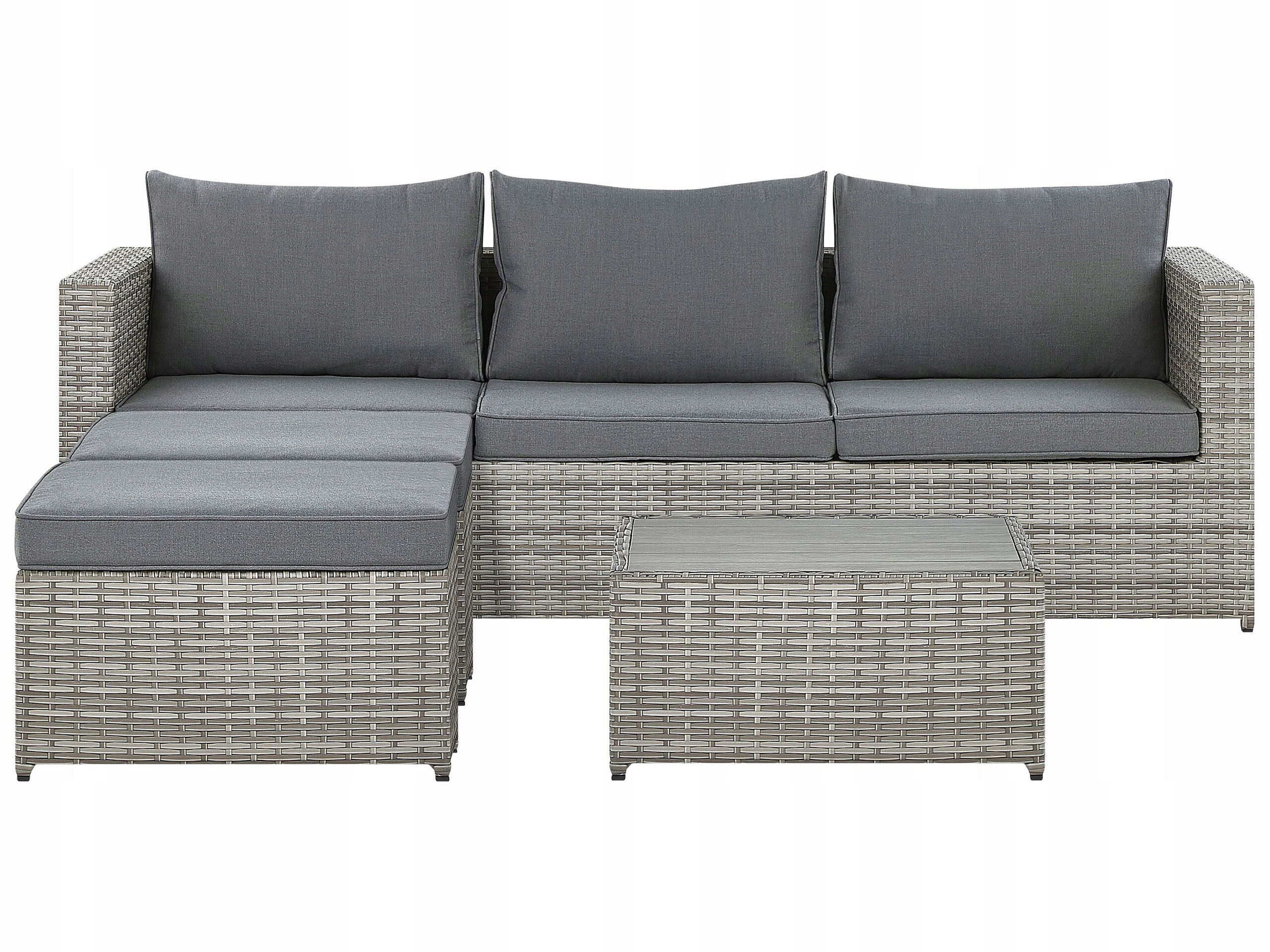 Zestaw ogrodowy trzyosobowy rattanowy sofa i stolik