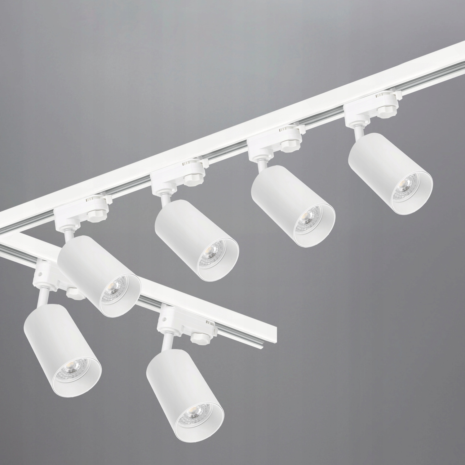 Zestaw szynowy 3 fazowy szyna 2m+1m, 6x reflektor GU10, łącznik L BIAŁY Marka Laitica