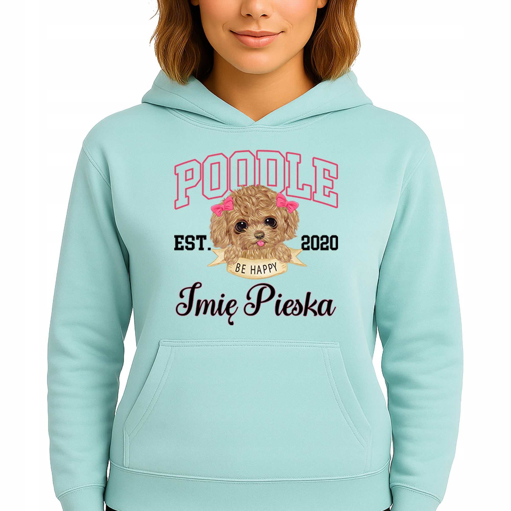Mikina S Kapucí Mátová bavlněná mikina s kapucí Módní Poodle Jméno Psa M