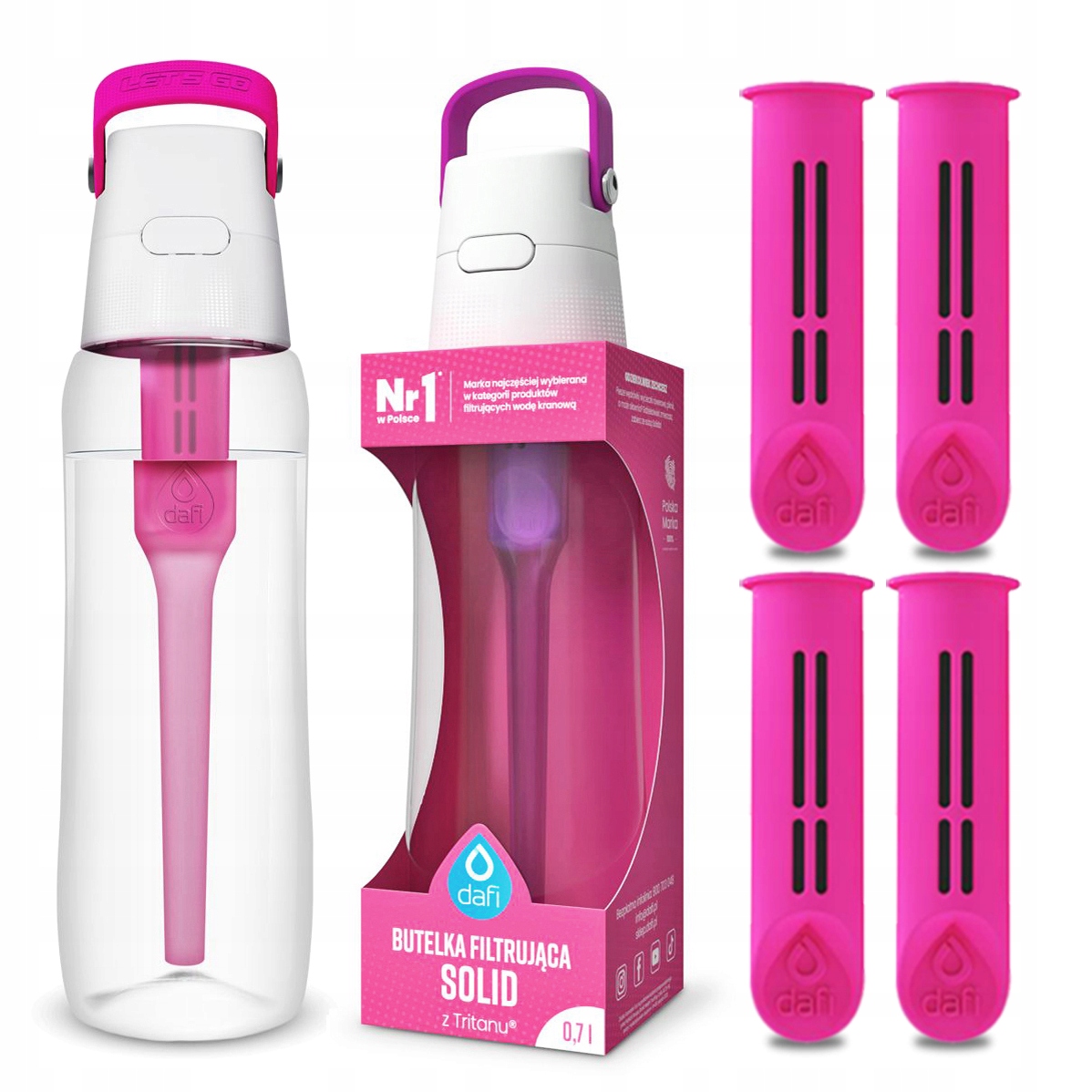 

Butelka Dafi Solid różowa Flaming 4x filtry