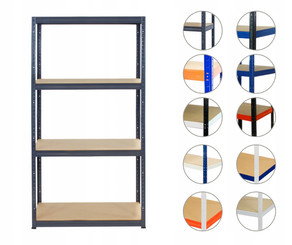 Kovový regál, skladový garážový regál Helios premium 180x075x30 4x275 kg