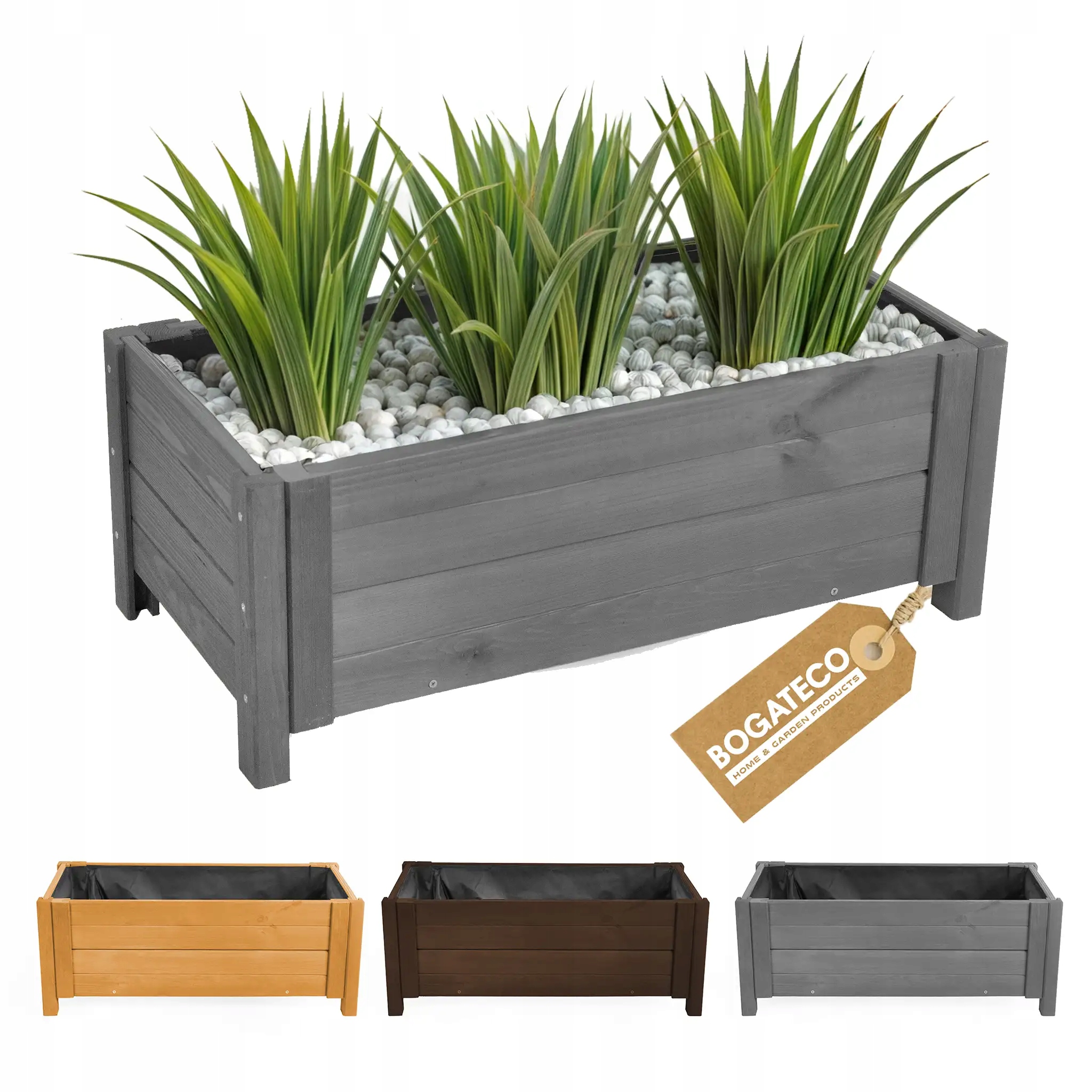 Dřevěný Zahradní Květináč 80x38x30 cm Agrotextilie Zahrada Terasa Antracit