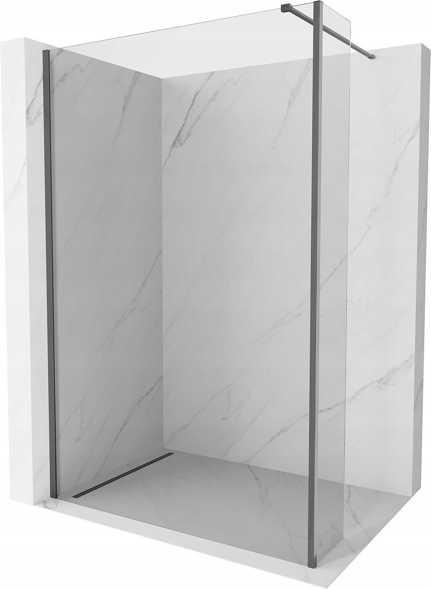 Mexen Kioto Sprchová stěna Walk-in 180x30 cm, průhledná, kartáčovaná gun gr