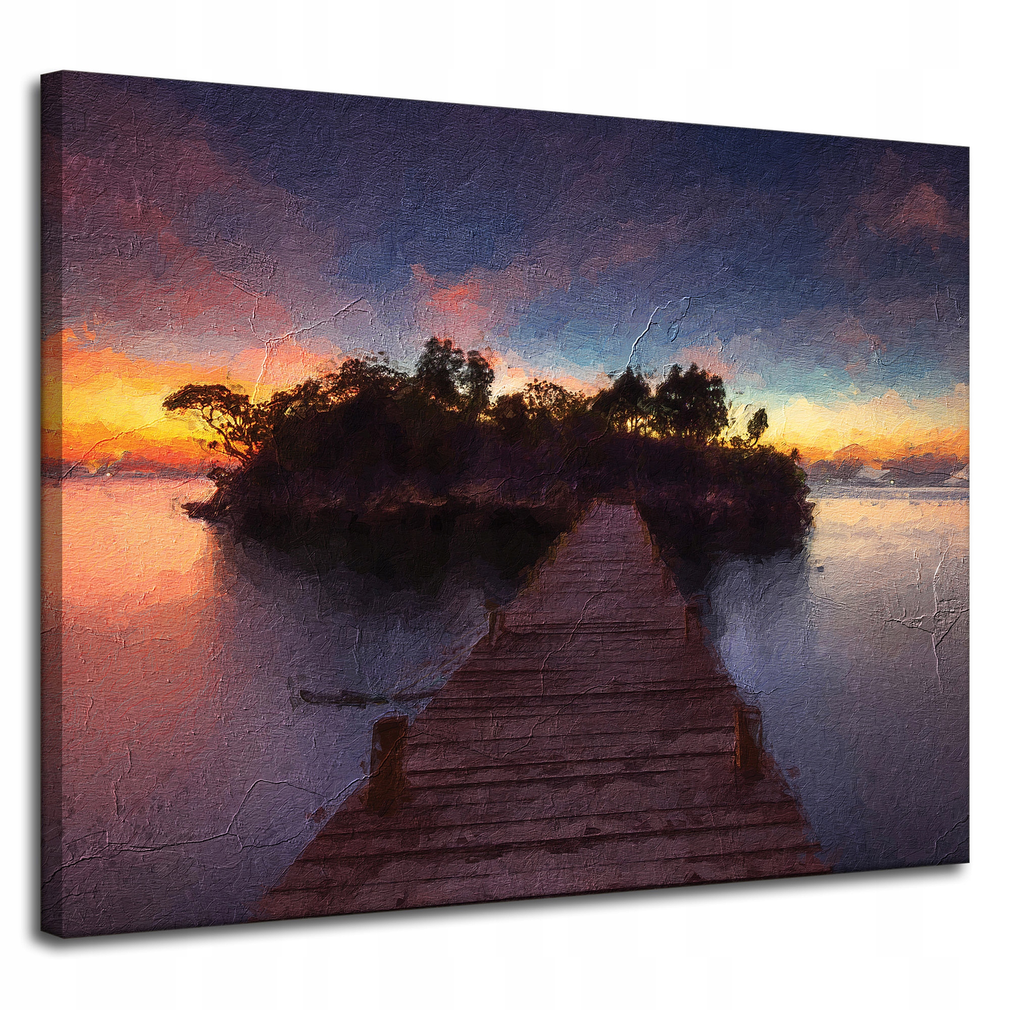 Obraz na plátně Dřevěný most Západ slunce Voda 100x80 cm