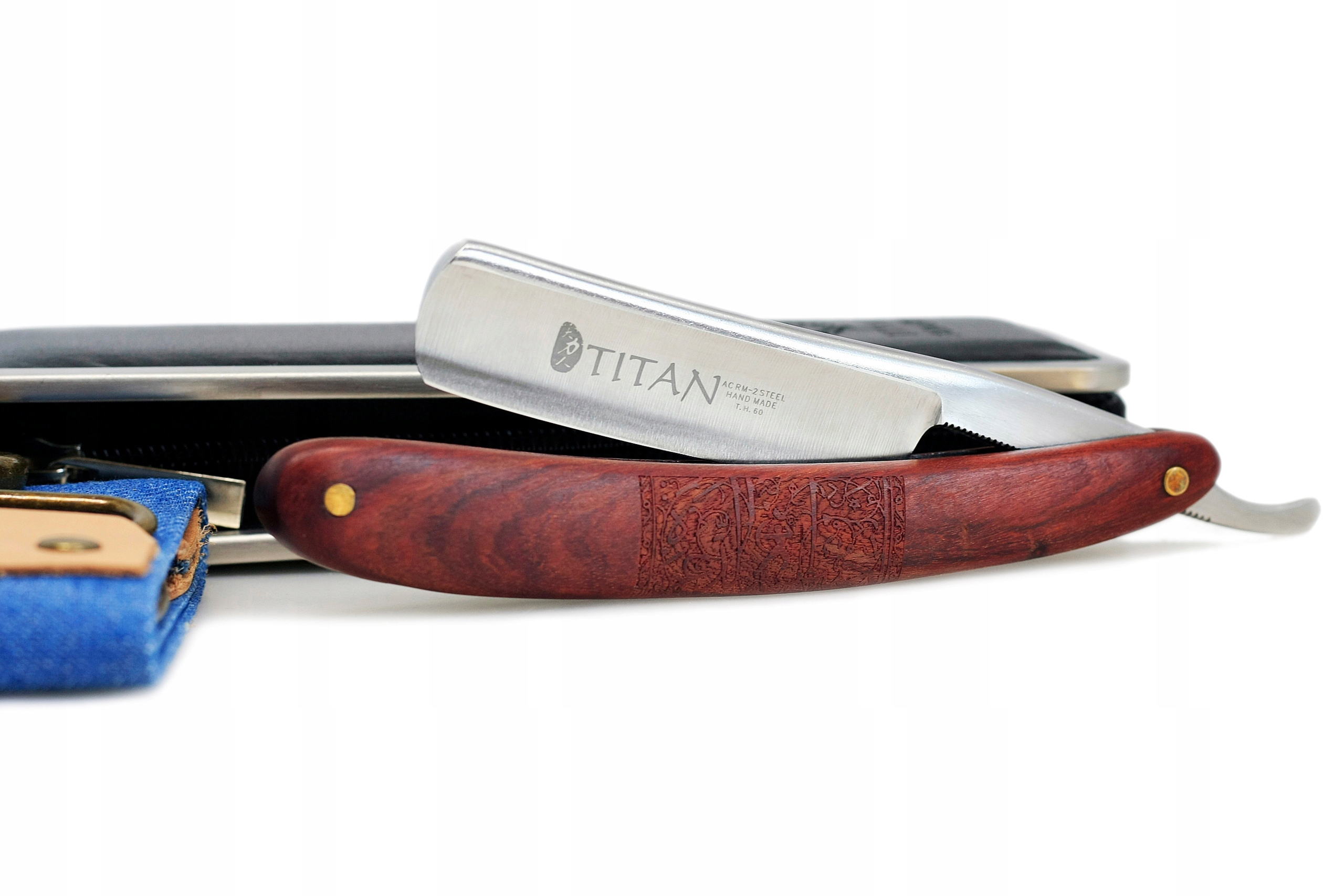 Brzytwa klasyczna do golenia Titan zestaw Pas etui Szerokość ostrza 6/8