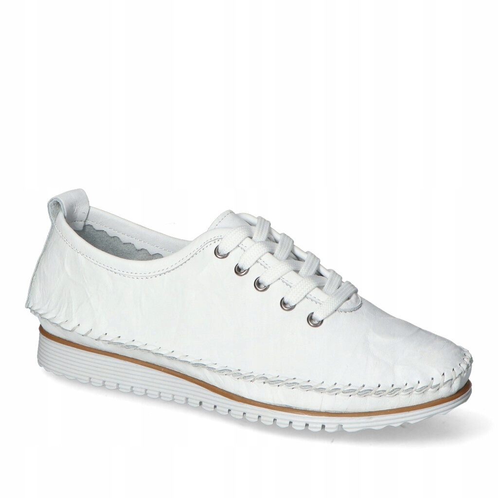 Pohodlné kožené polobotky Loretta Vitale 60 Bílé lico šněrovací 37