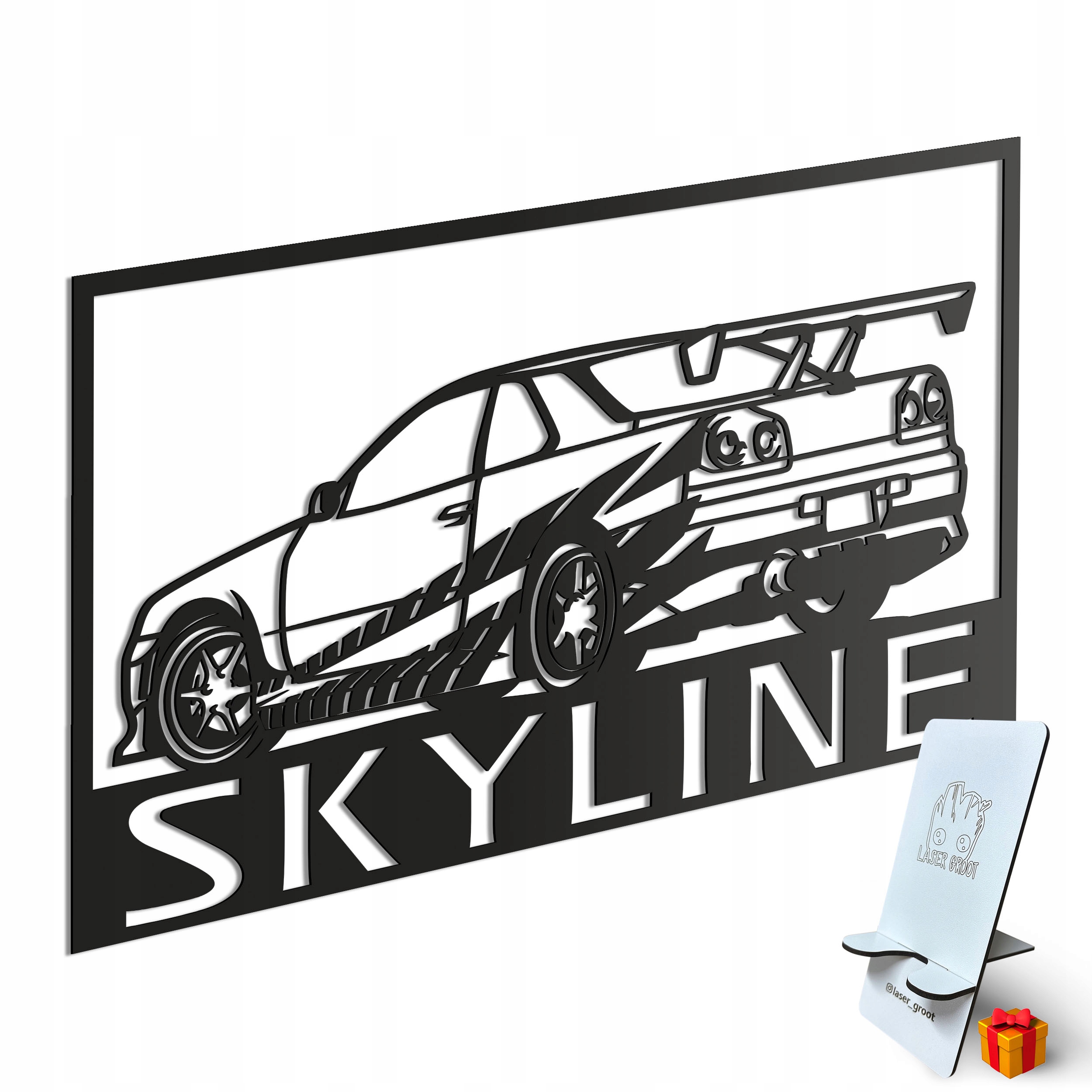 Dřevěný 3D obraz Nissan Skyline Nástěnná Dekorace Dárek XL
