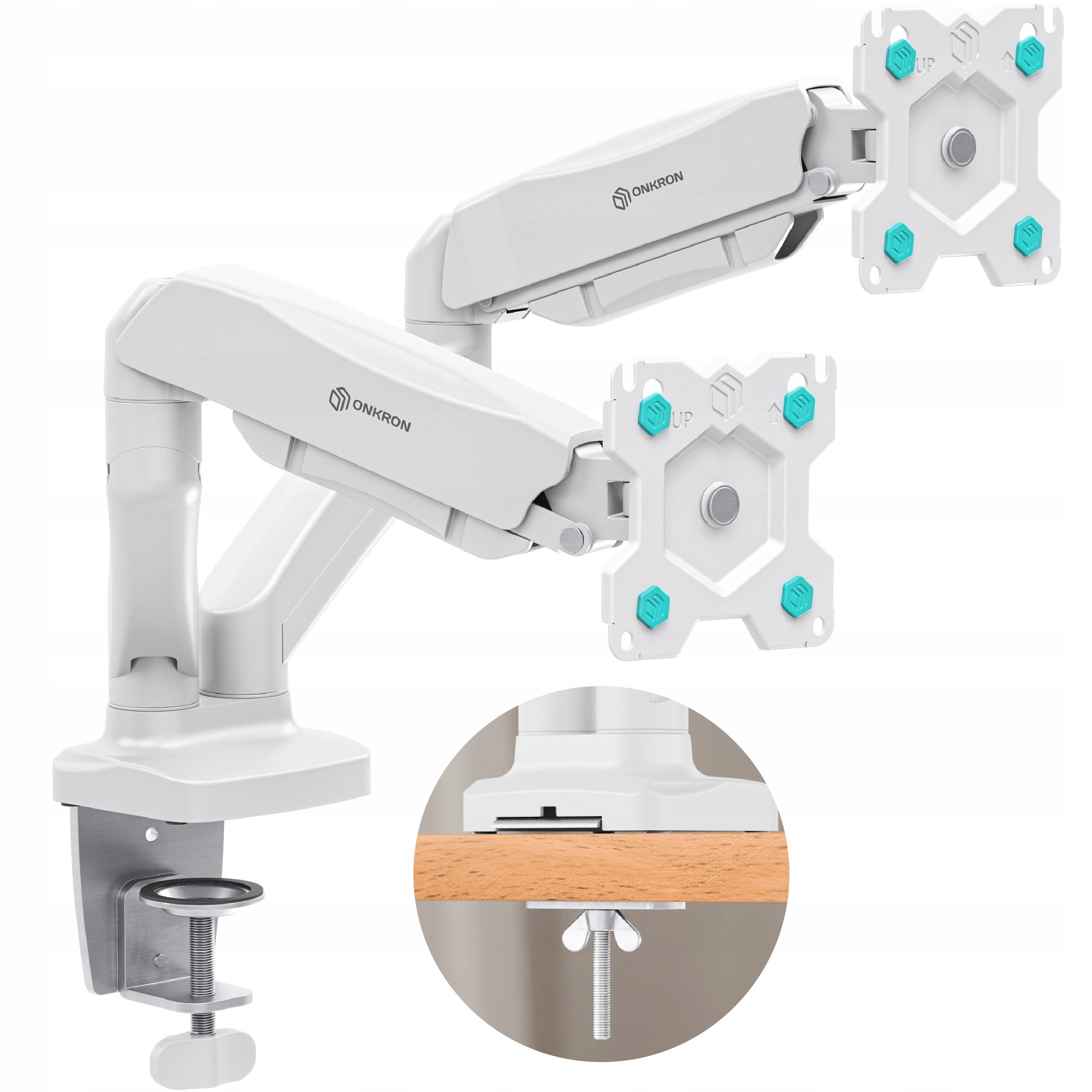 Držiak na 2 stolové monitory plynový otočný 13-32 palcov 8 kg Onkron G160-W