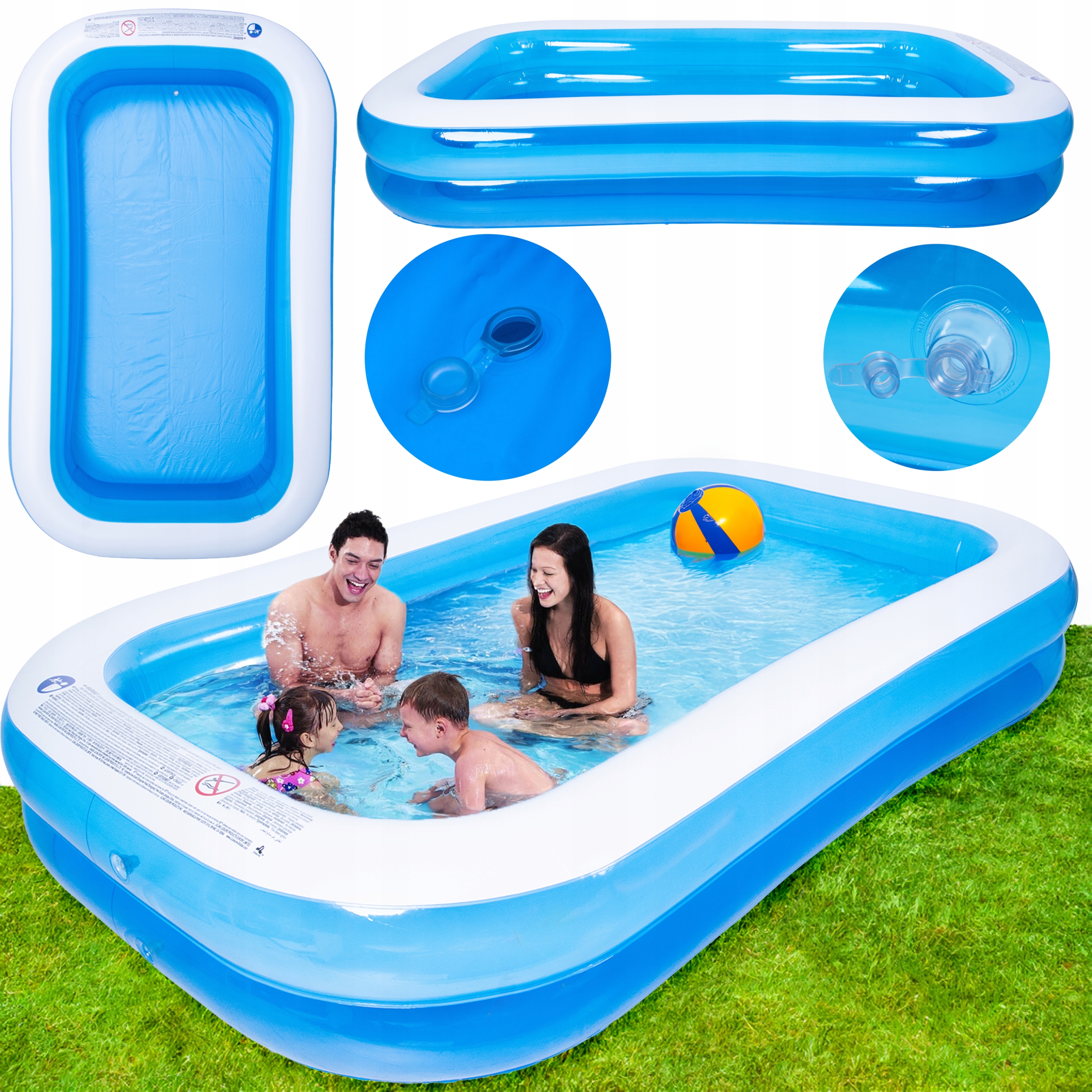 Basen Ogrodowy Dla Dzieci Prostokątny Dmuchany 305x183x50 CM Solidny