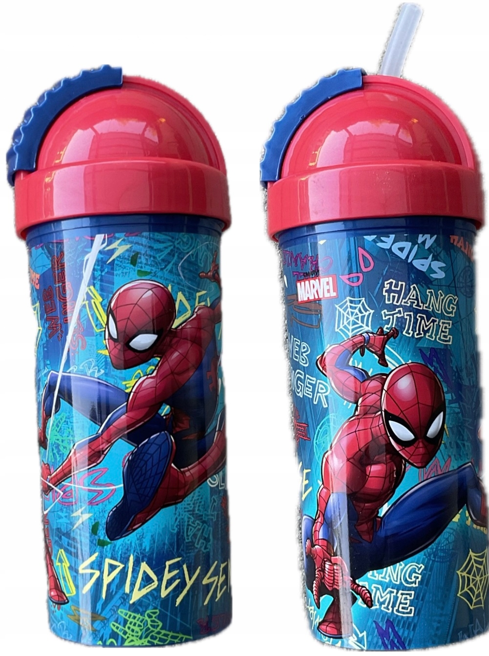 BIDON BUTELKA SPIDERMAN z RURKĄ ZE SŁOMKĄ KUBEK DLA DZIECI 350ml OLDMAN