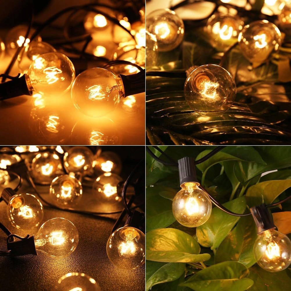 GIRLANDA LAMPKI ZEWNĘTRZNE 25 Żarówek+3 zapasowe żarówki Długość 800 cm