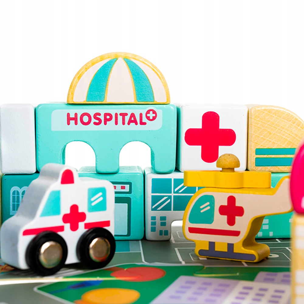 Klocki edukacyjne 115szt. MIASTO z Puzzle Mata na Prezent Urodziny Wysokość produktu 10 cm