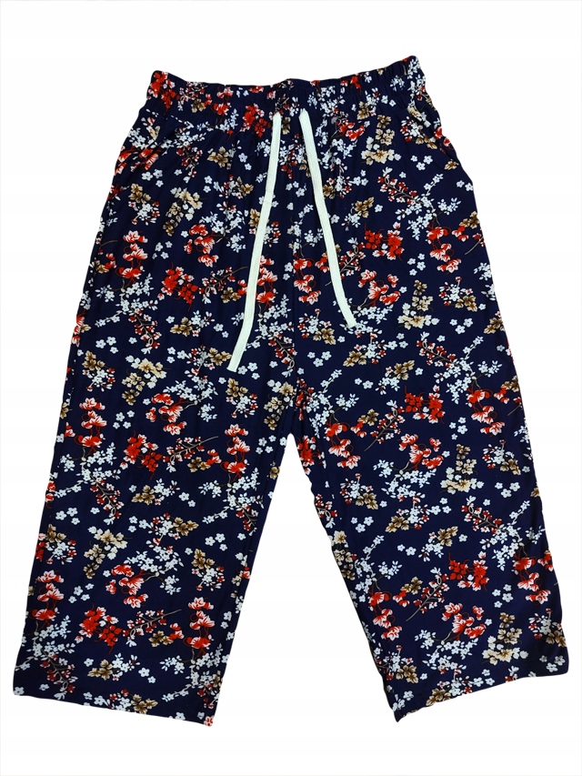 SPODNIE DAMSKIE RYBACZKI SPODENKI LUŹNE 3/4 w Kwiatuszki PLUS SIZE 2XL Rozmiar 2XL/3XL