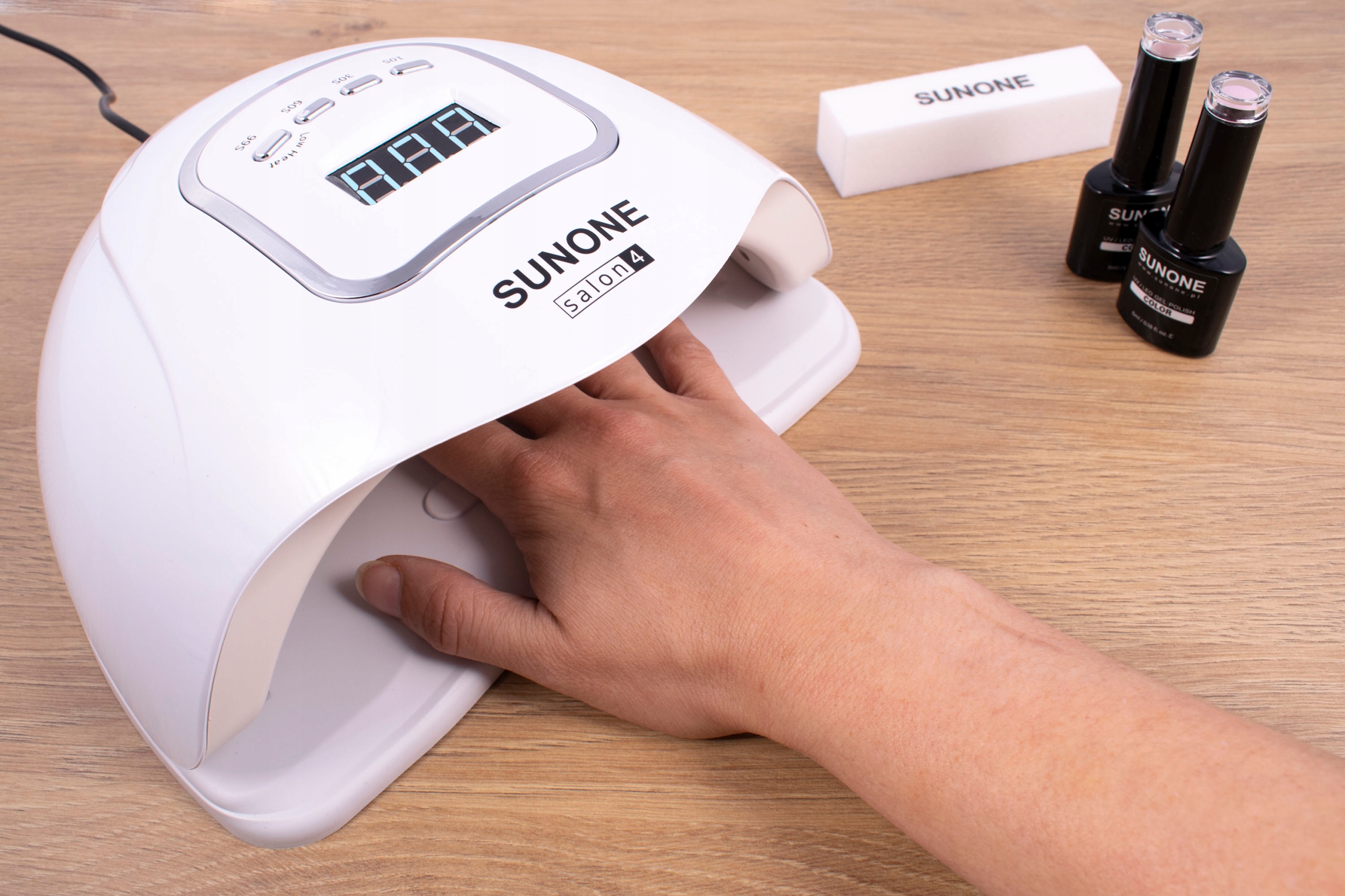 SUNONE salon4 Lampa UV LED 90W Hybrydy Żele Cechy dodatkowe sensor ruchu timer zdejmowane dno