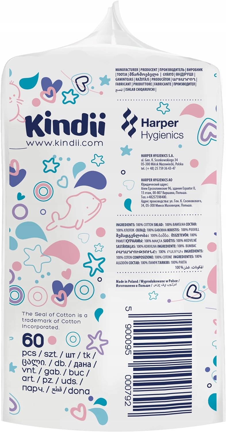 CLEANIC KINDII PŁATKI DLA NIEMOWLĄT Bawełniane zestaw 540 płatków EAN (GTIN) 5905255361515