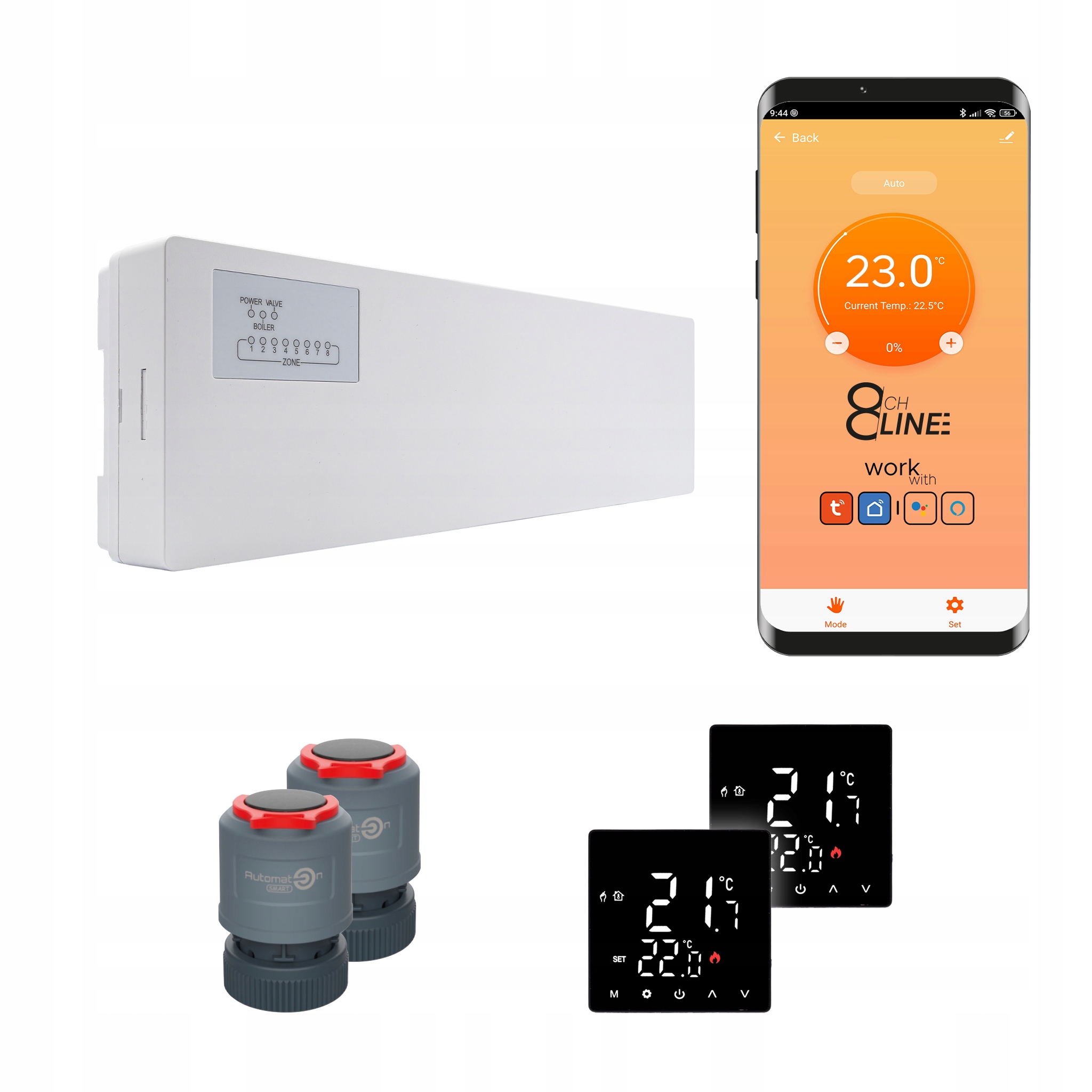 Súprava prívodov na vykurovanie Line 2 izieb termostaty Std Zigbee čierna