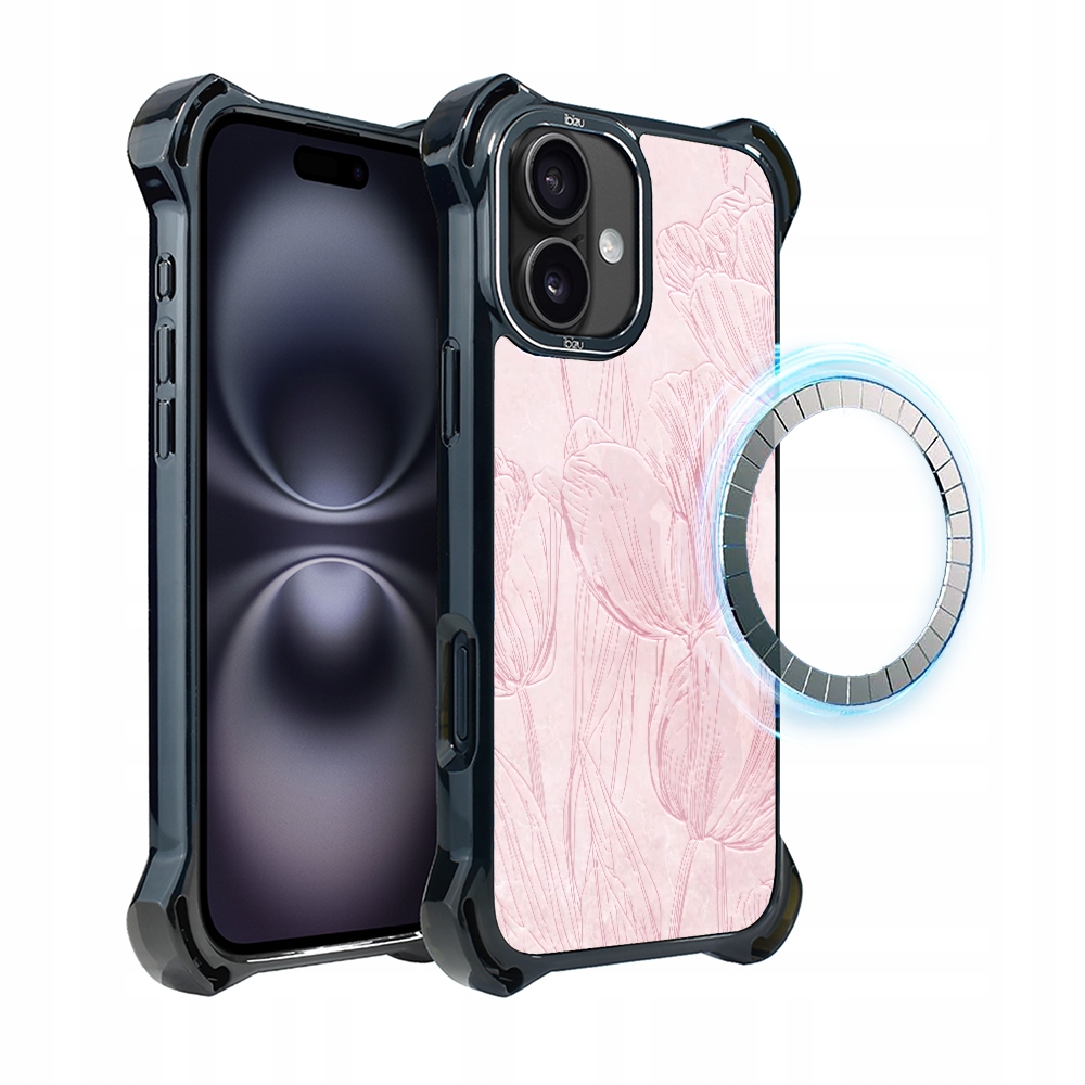 Pouzdro pro iPhone 16 Plus Ibizu DropGuard Ultra s MagSafe, tulipánová freska