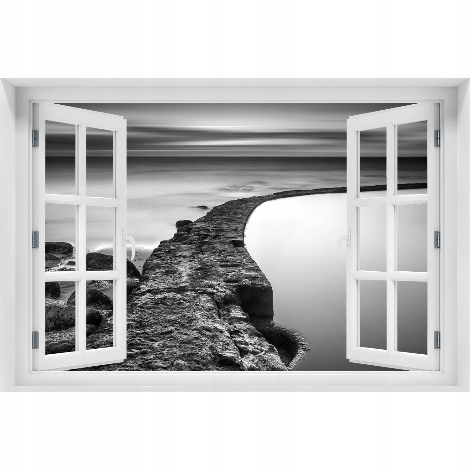 

Naklejka Fototapeta 3D Okno widok Kamienista plaża