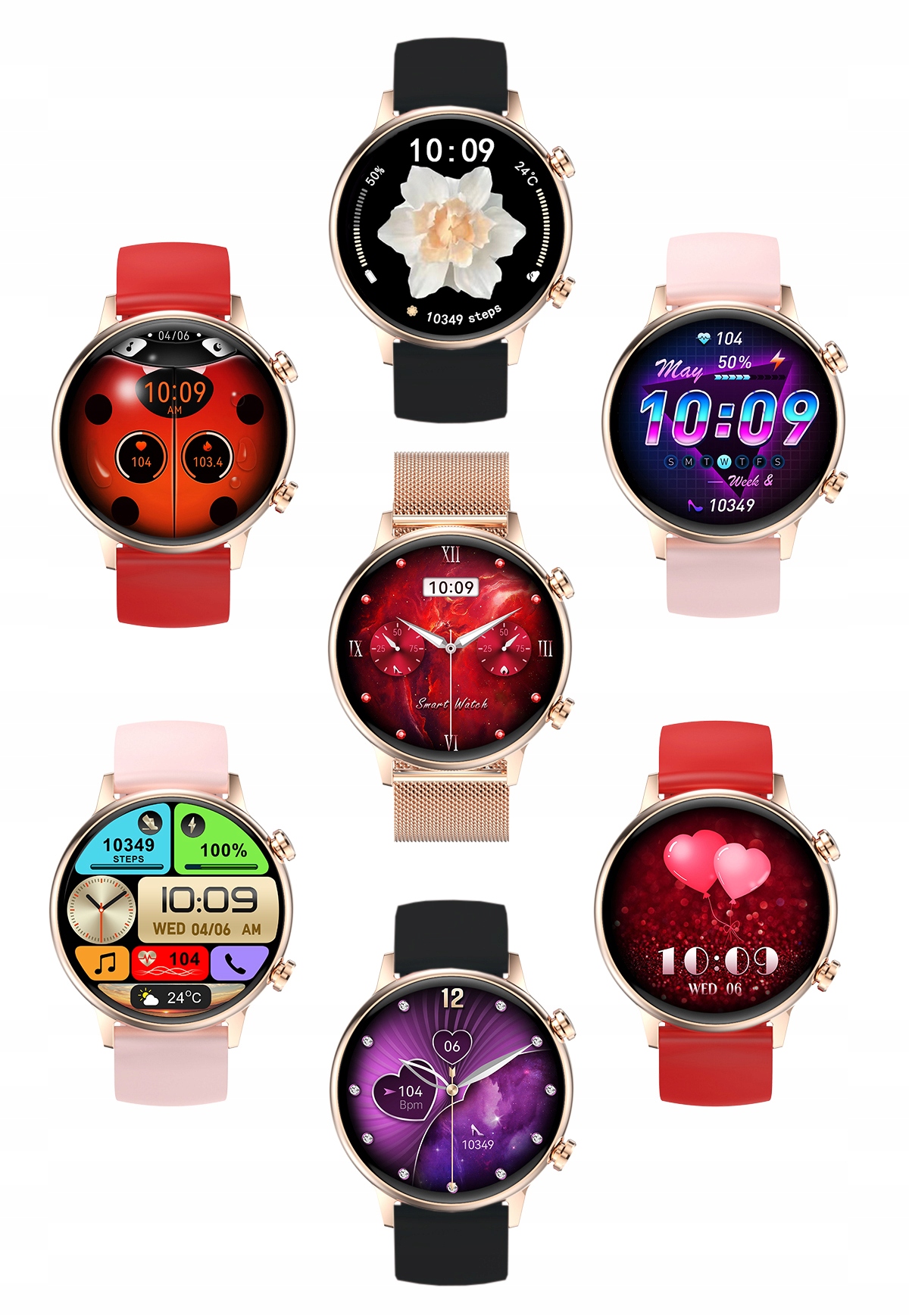 SMARTWATCH DAMSKI ZEGAREK ROZMOWY POWIADOMIENIA SPORT ZDROWIE POLSKIE MENU Marka Inna