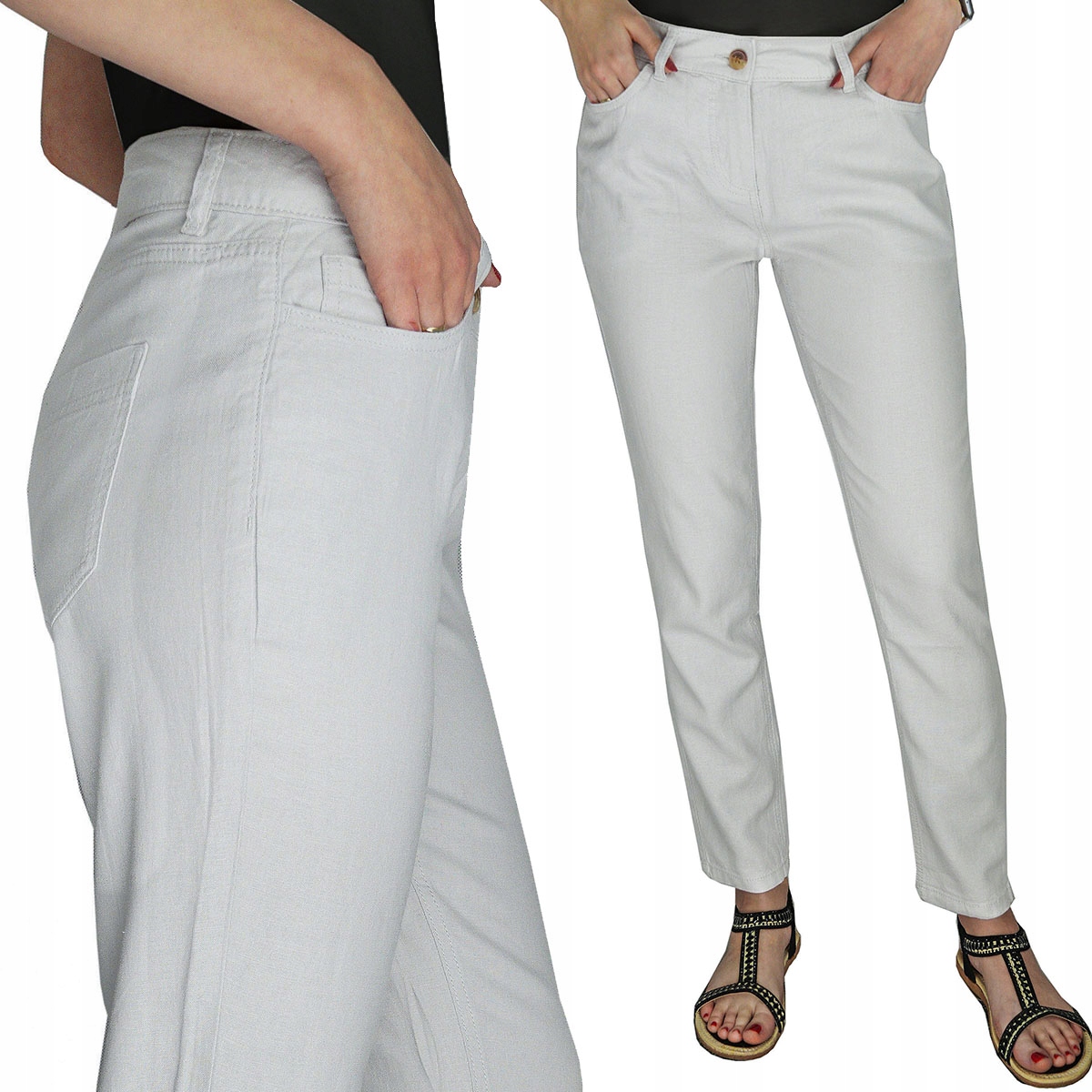 

Next Damskie Szare Lniane Spodnie Long L 40