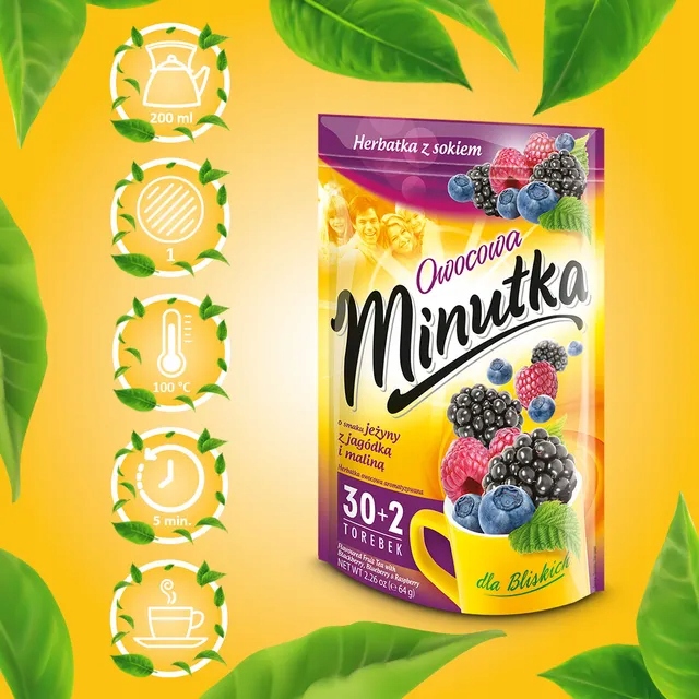 Levně 10 x Ovocný čaj Minutka s ostružinou a borůvkami, 32 sáčků
