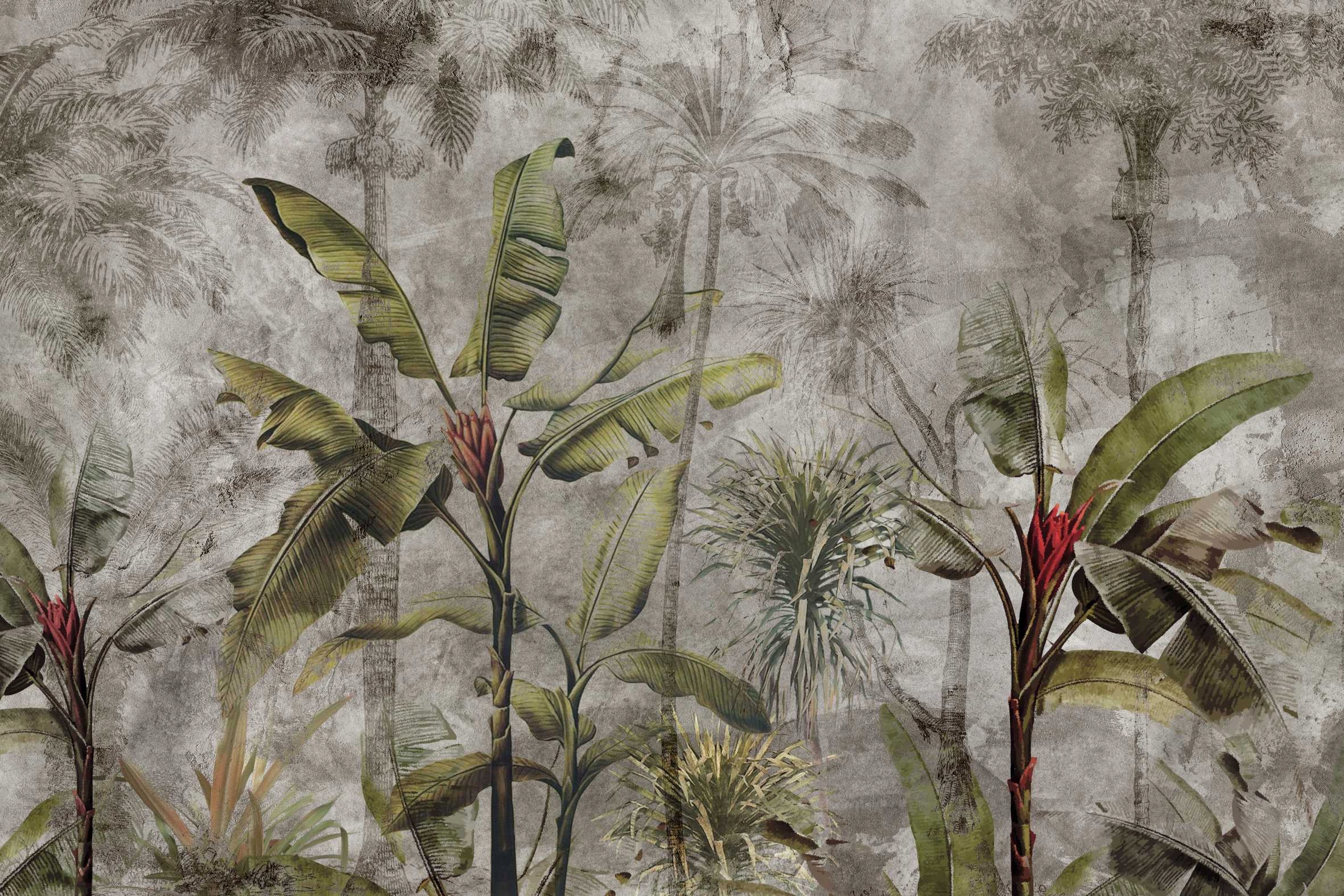 FOTOTAPETA WINYLOWA TROPIKALNY LAS BETON na wymiar Marka Decors24