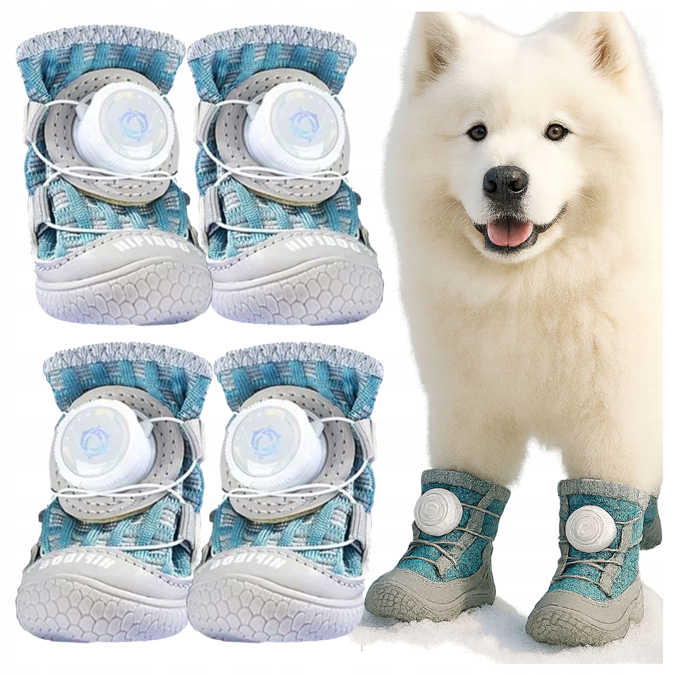 Levně Boty Pro Psa Regulovatelné Zimní Teplé Ochranné Na Procházku Bez Zavazování 4ks