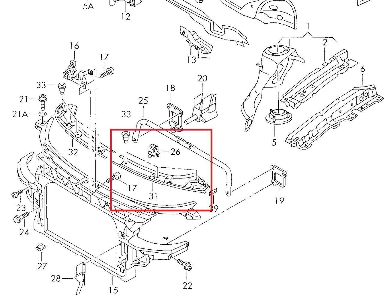 cover wzmocnienia supports front left side Audi TT 8N facelift 2004