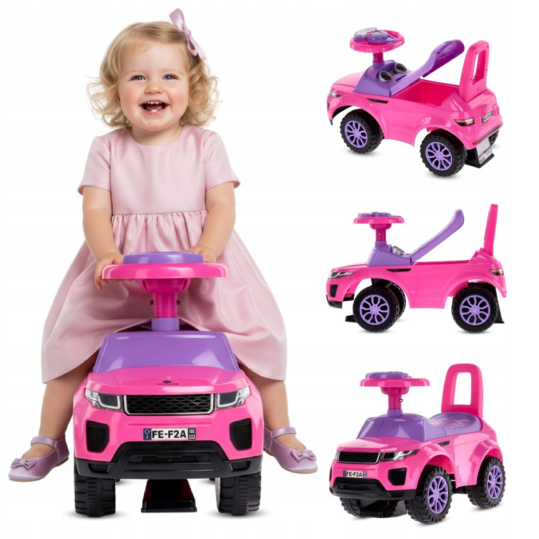 Jeździk pchacz chodzik dla dziewczynki Schowek Dźwięk Oparcie na roczek