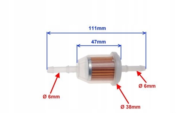 FILTR PALIWA DUŻY 6-8 MM SKUTER 4T Romet Zipp Numer katalogowy części 12501