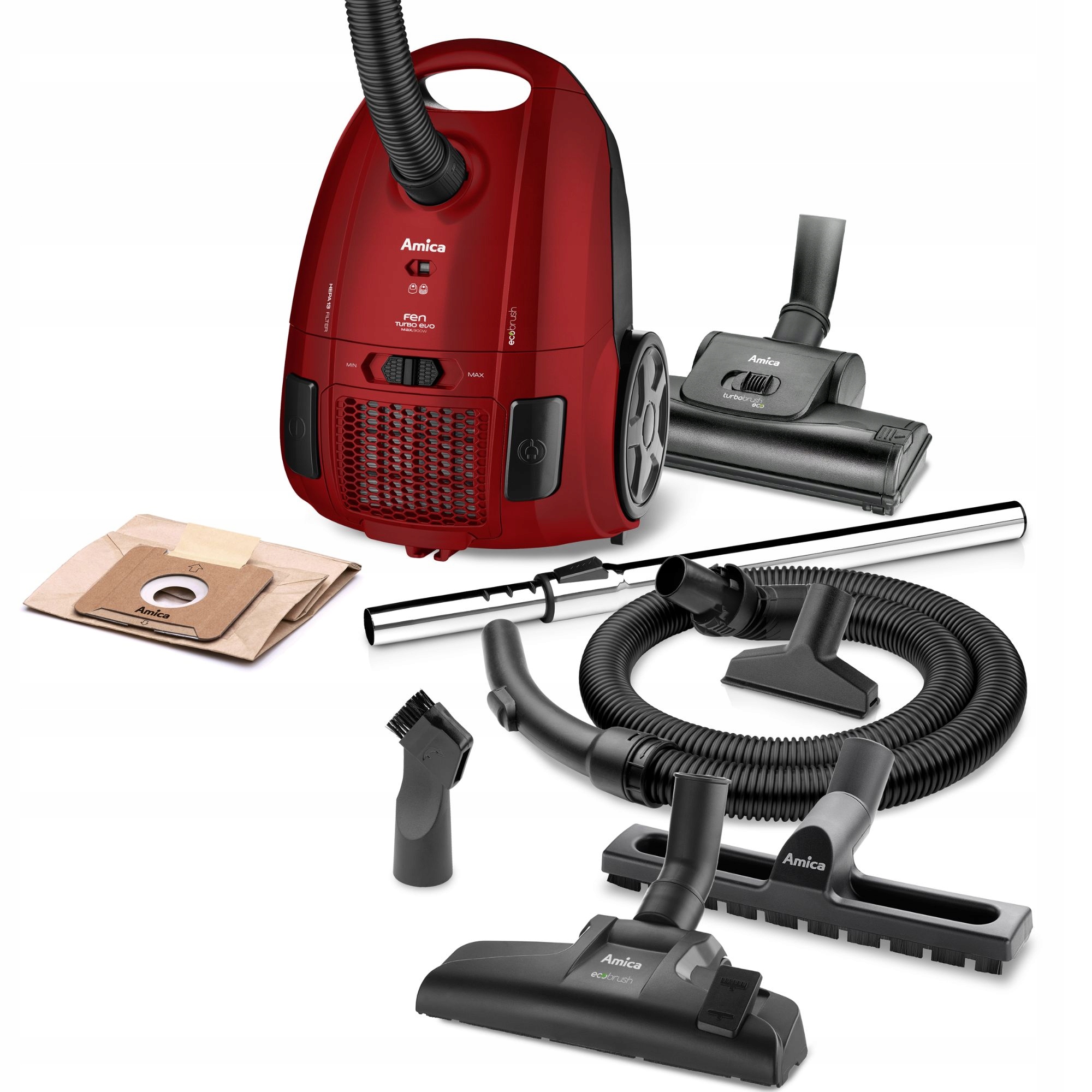 Odkurzacz workowy Amica Fen Turbo VM 2063 900W 3L Czerwony