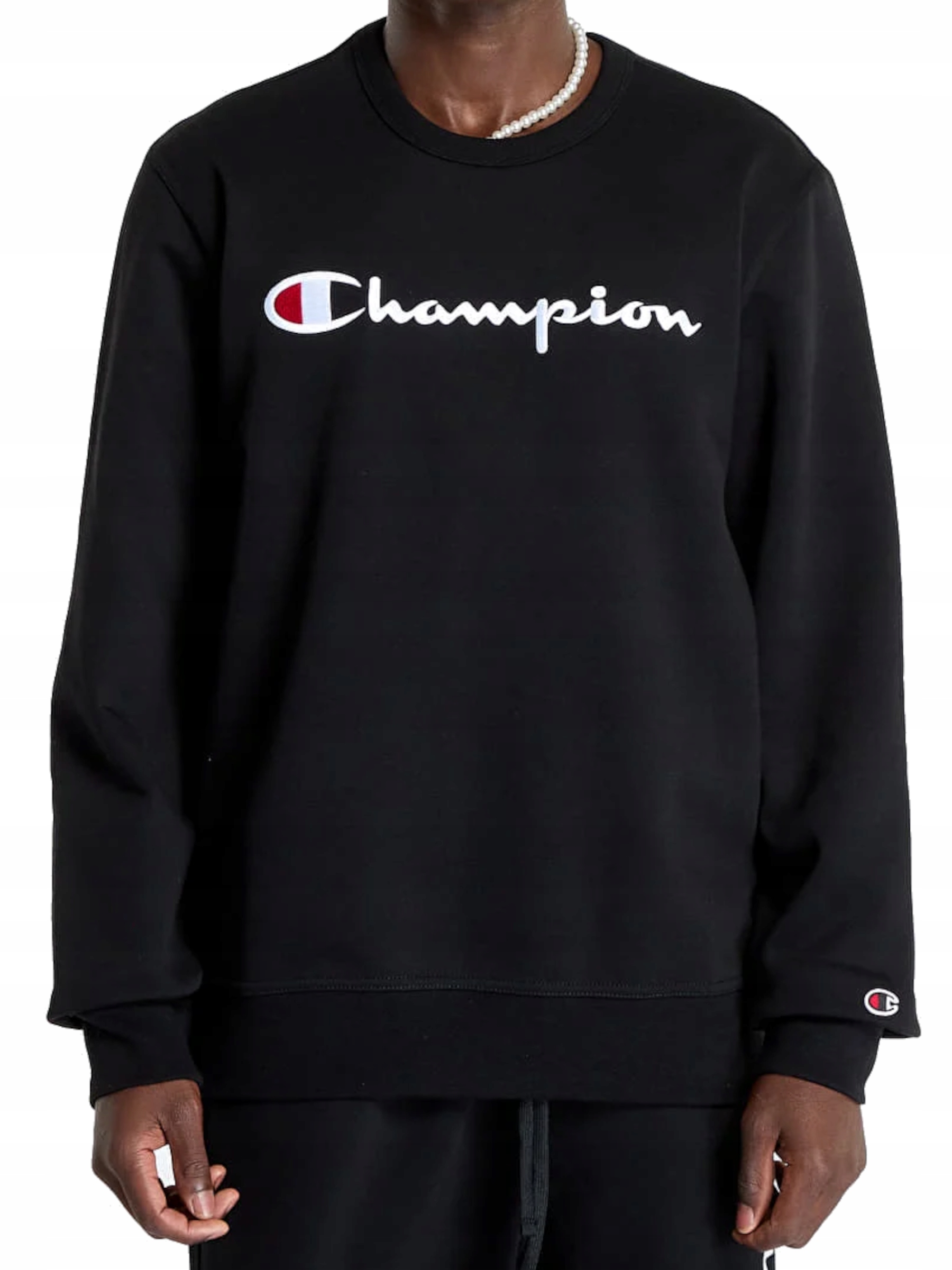 sportovní mikina pánská Champion 220254-KK001 bez kapuce černá bavlněná S