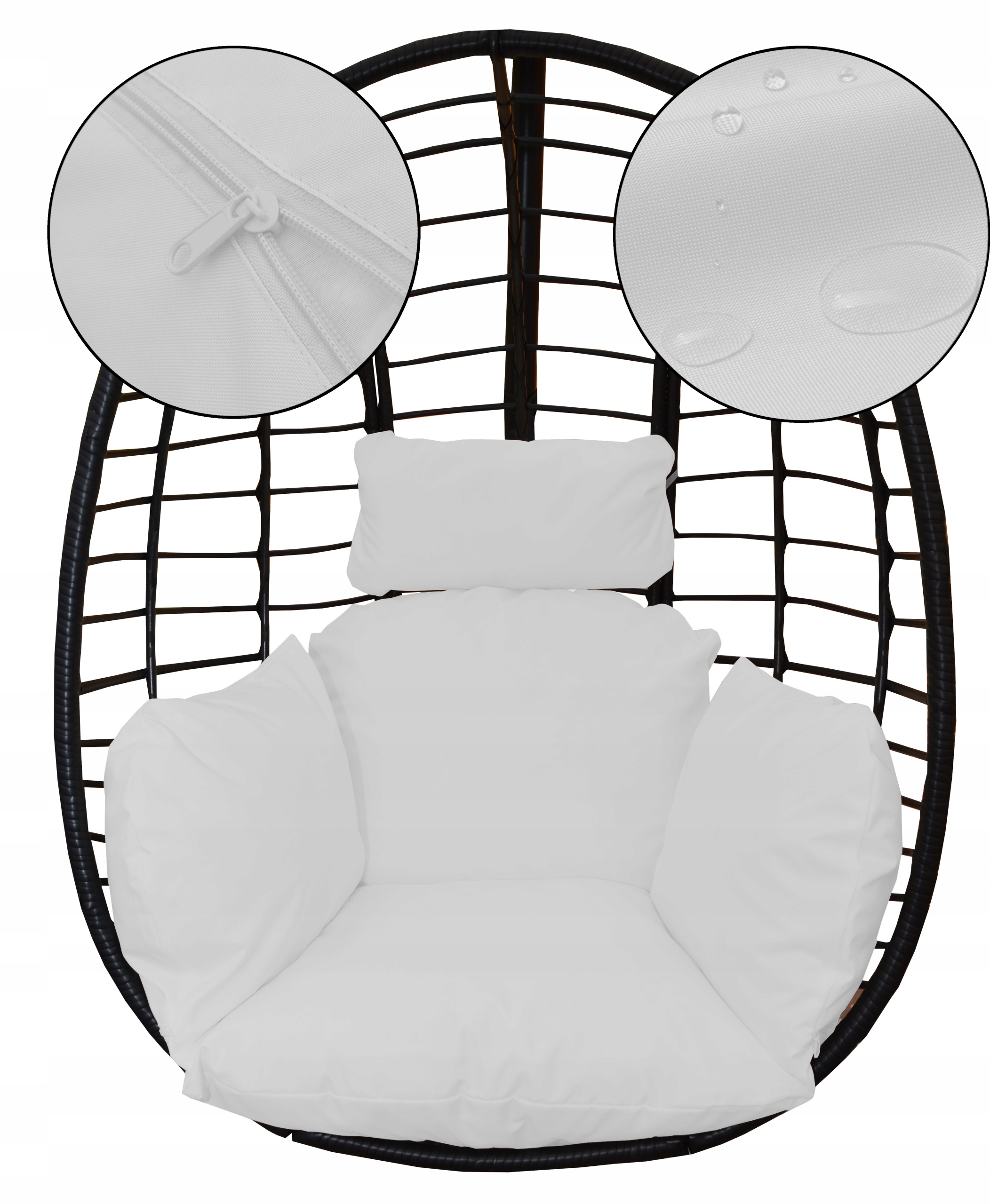 Poduszka na huśtawkę ogrodową fotel wiszący kokon Wodoodporna Zagłówek biel