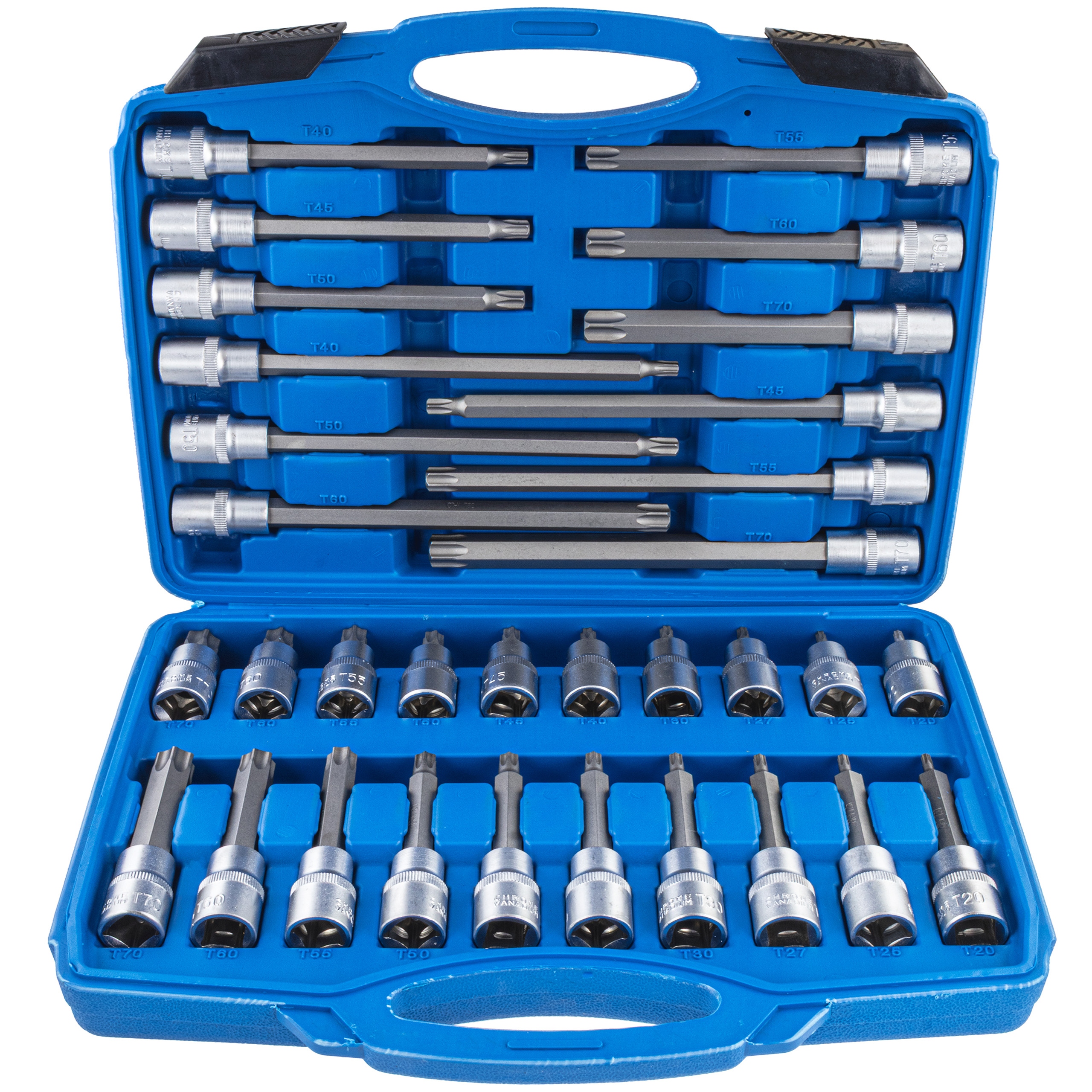 Klucze Nasadowe Nasadki Torx Trzpieniowe Długie T20-T70 1/2" 32 El. Crv