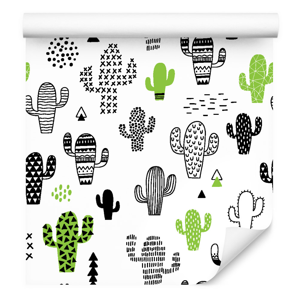 Tapeta kaktusy ve skandinávském stylu do obývacího pokoje