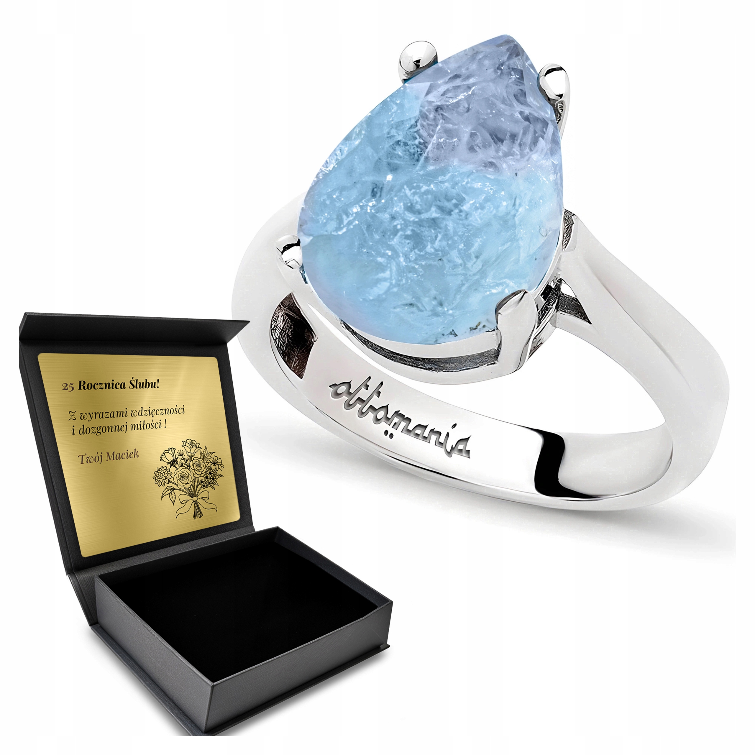 Prstýnek 925 Turmalín Paraiba Dárek pro ženu Gravírování