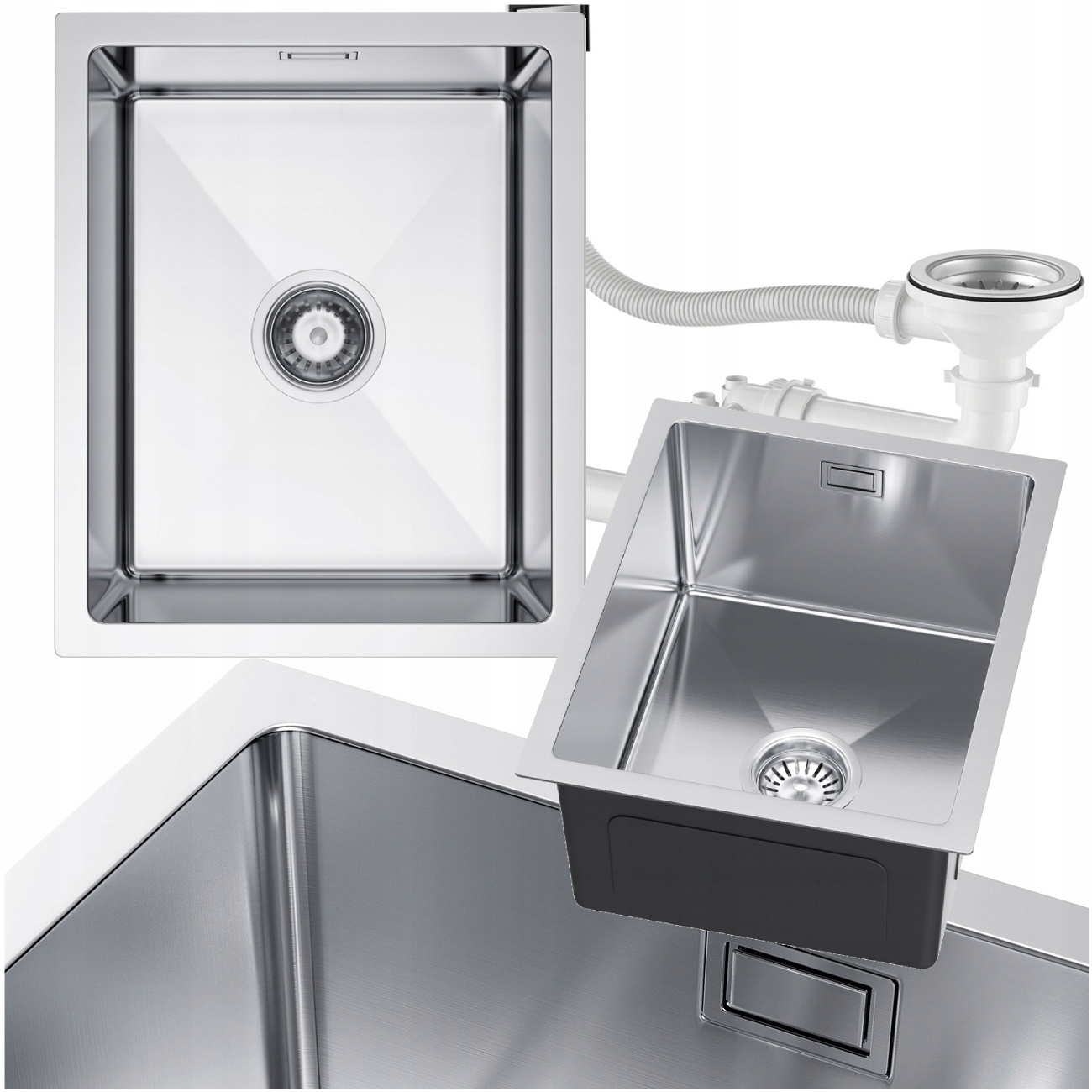 Jednokomorový Oceľový Drez Do Kuchyne 37x45cm Inox Velazo. Sifón