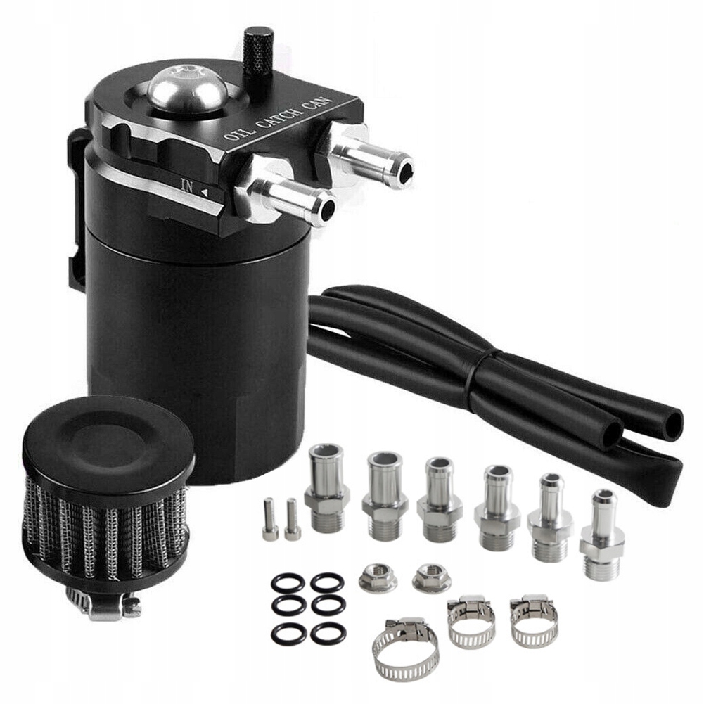 Oil Catch Tank Black Odlučovač oleje sada s filtrem Hrdlo 6 A 8 A 10mm