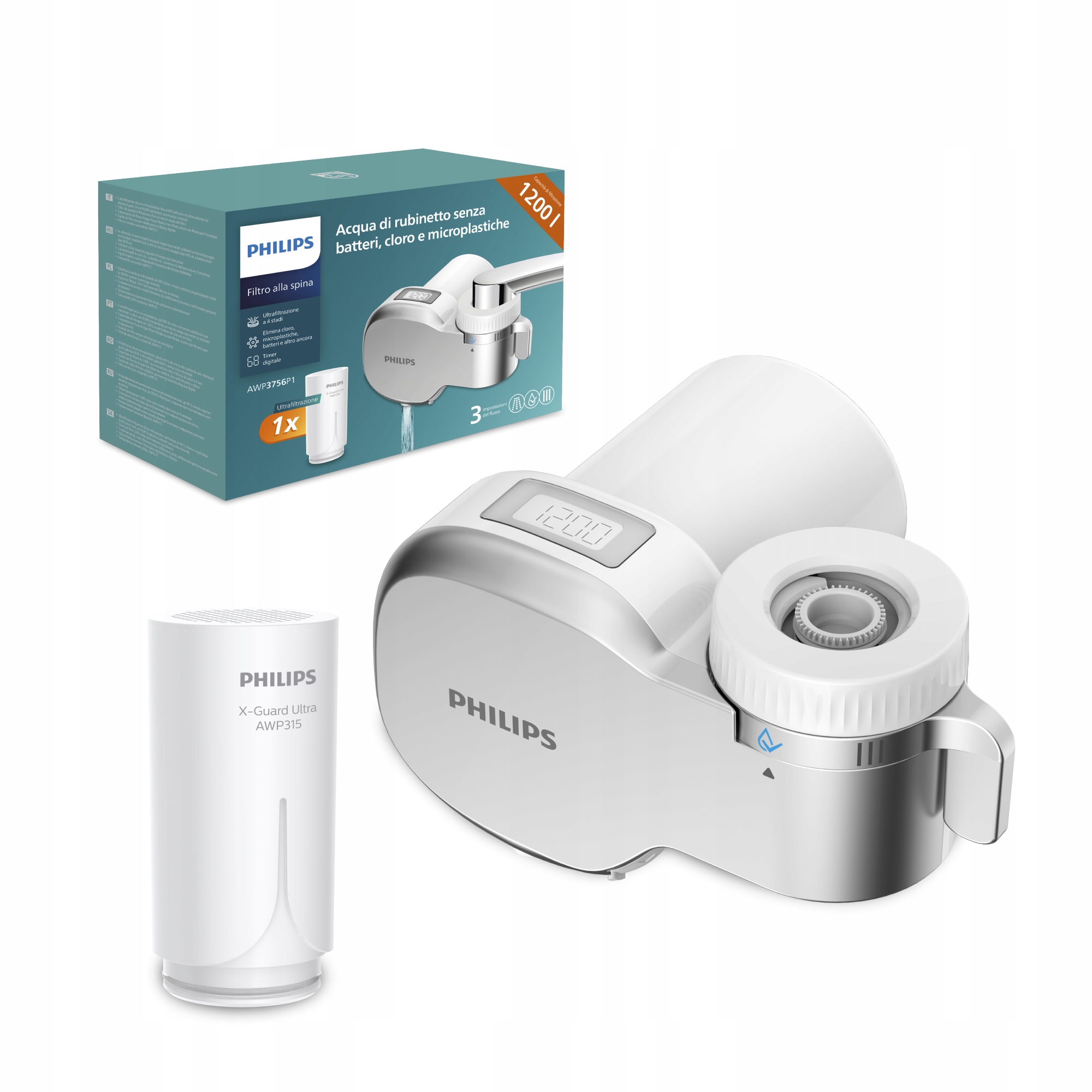 Filtr do wody na kran Philips Micro z licznikiem z ultrafiltracją, nakanowy