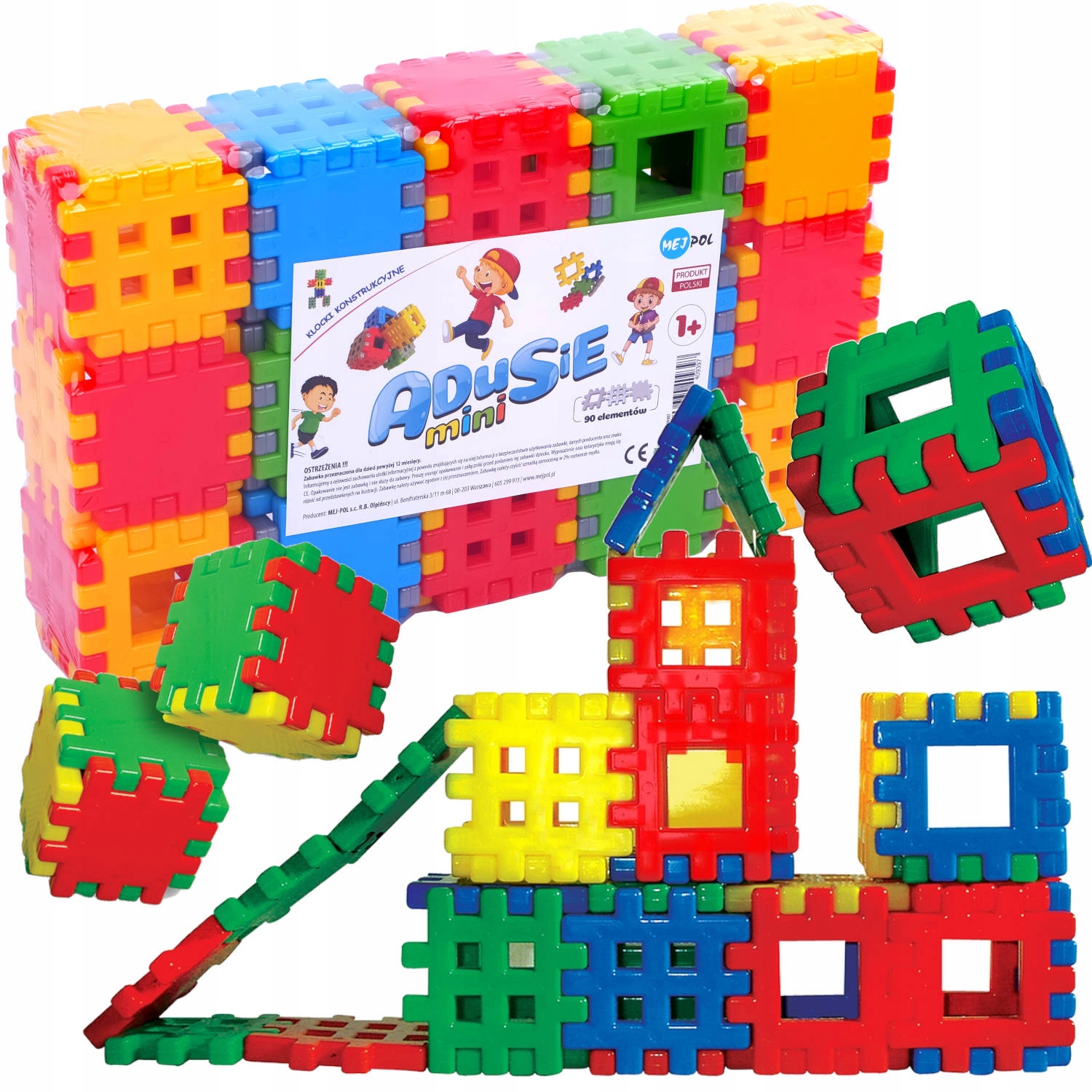 Klocki Konstrukcyjne Wafle Adusie Mini 90el Zestaw-Zdjęcie-0