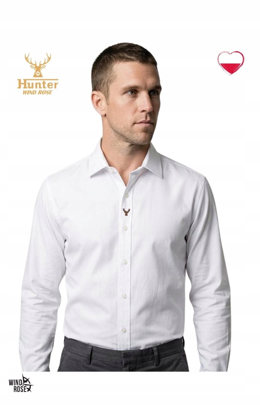 Pánská Návštěvní Košile – Lovecká – Elegantní – Bílá – Vysoká Kvalita! – 2XL