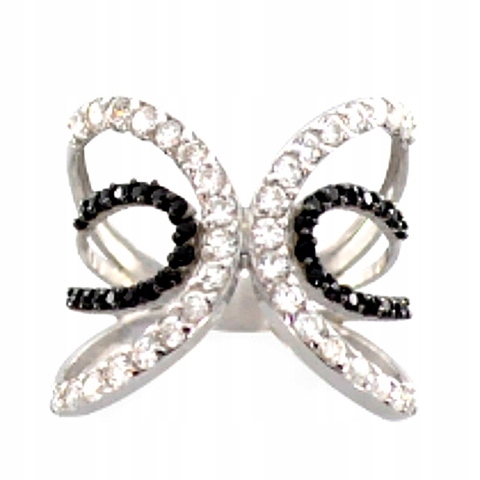 Moderní Prstýnek S Černými Zirkony 925