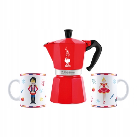 Zestaw Kawiarka 2 Kubki 300 ml Bialetti Nutcracker Moka Express 6tz