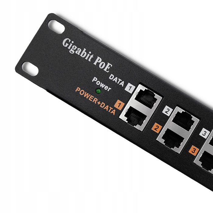 Patch panel Rack 12 portů PoE RJ45 organizace sítě do serverové skříně