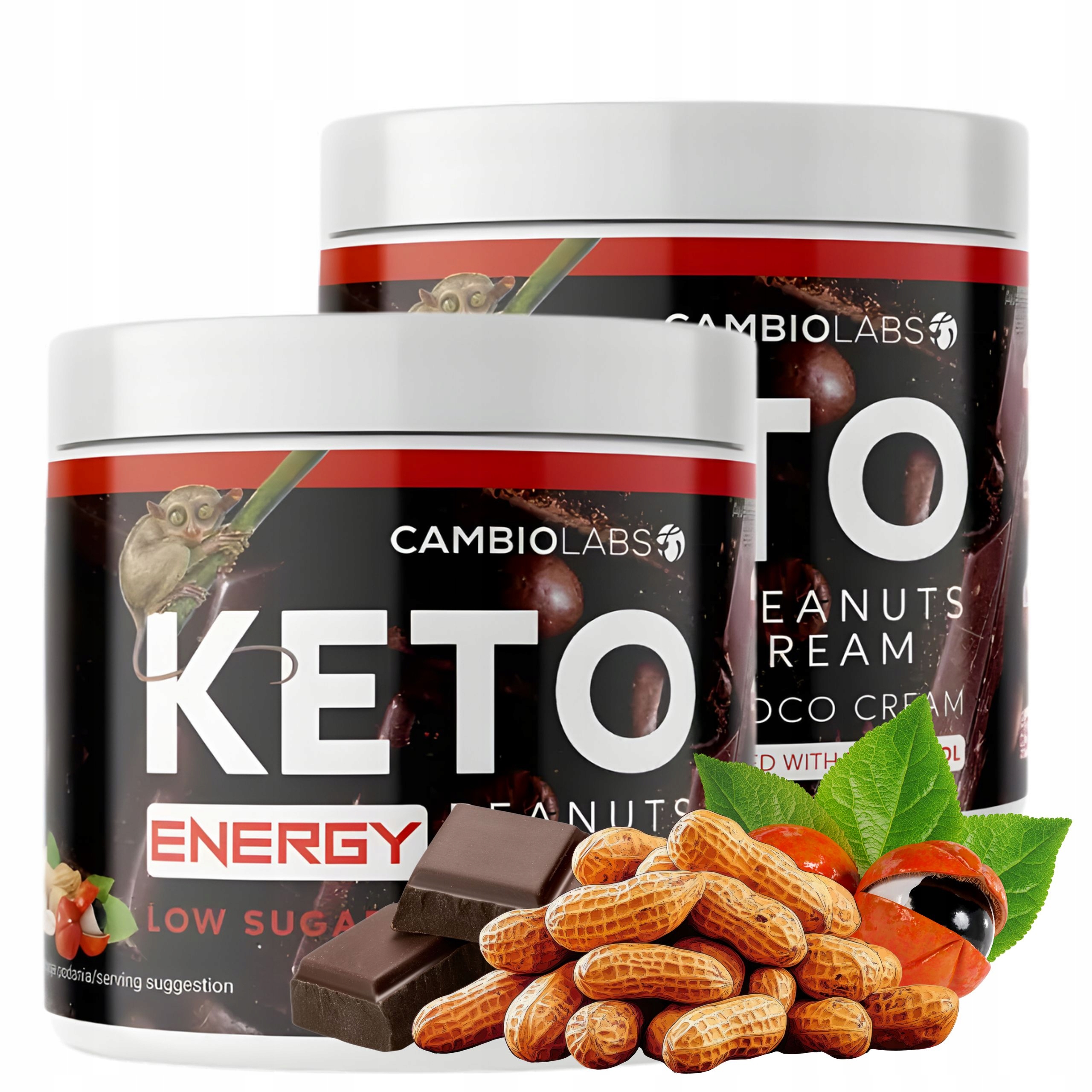 Krem Czekoladowy Keto Ekstrakt z Guarany bez cukru Low Carb 2x 500g