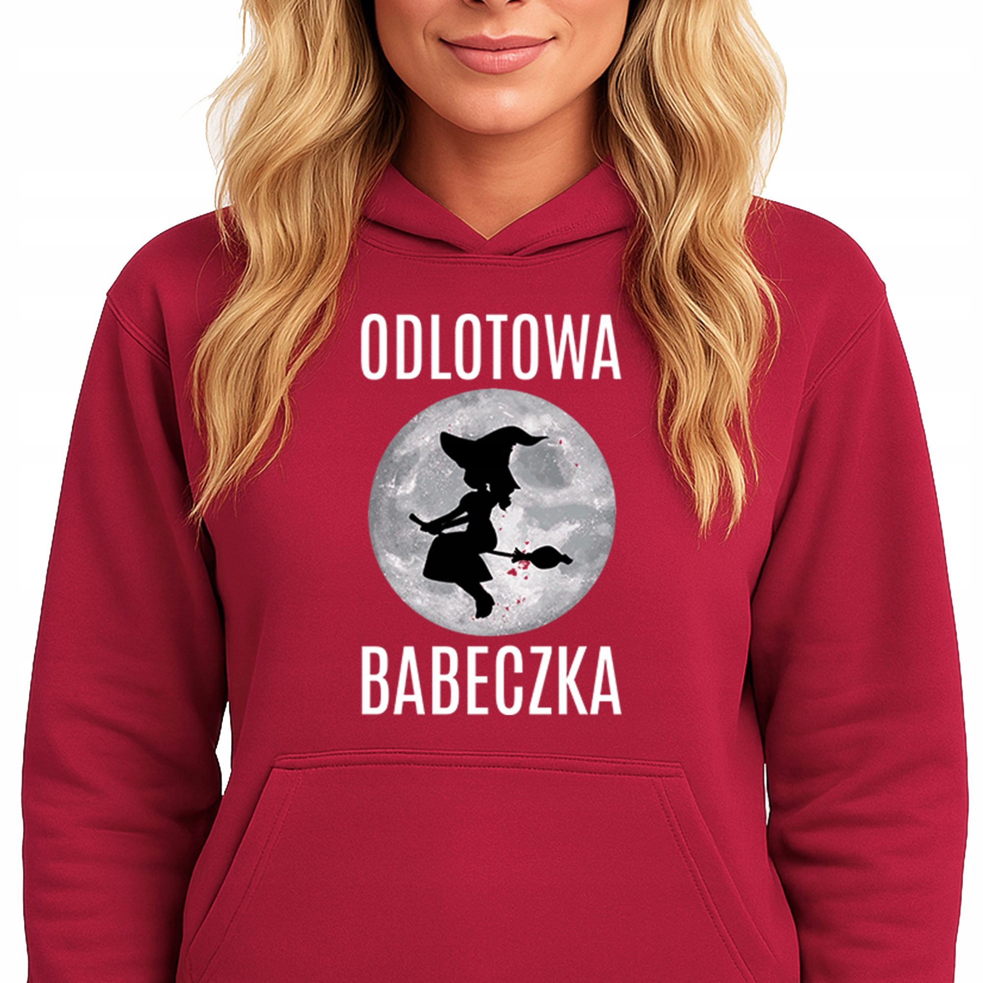 Mikina S Kapucí Červená Bavlněná Mikina Módní Odletová Bábovka Vel S