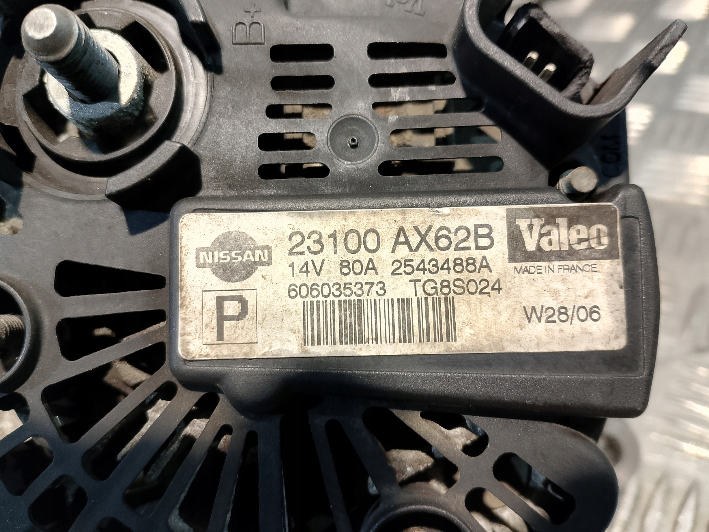 alternator NISSAN NOTE 1.2 B VALEO 23100AX62B 2543488A 80 A