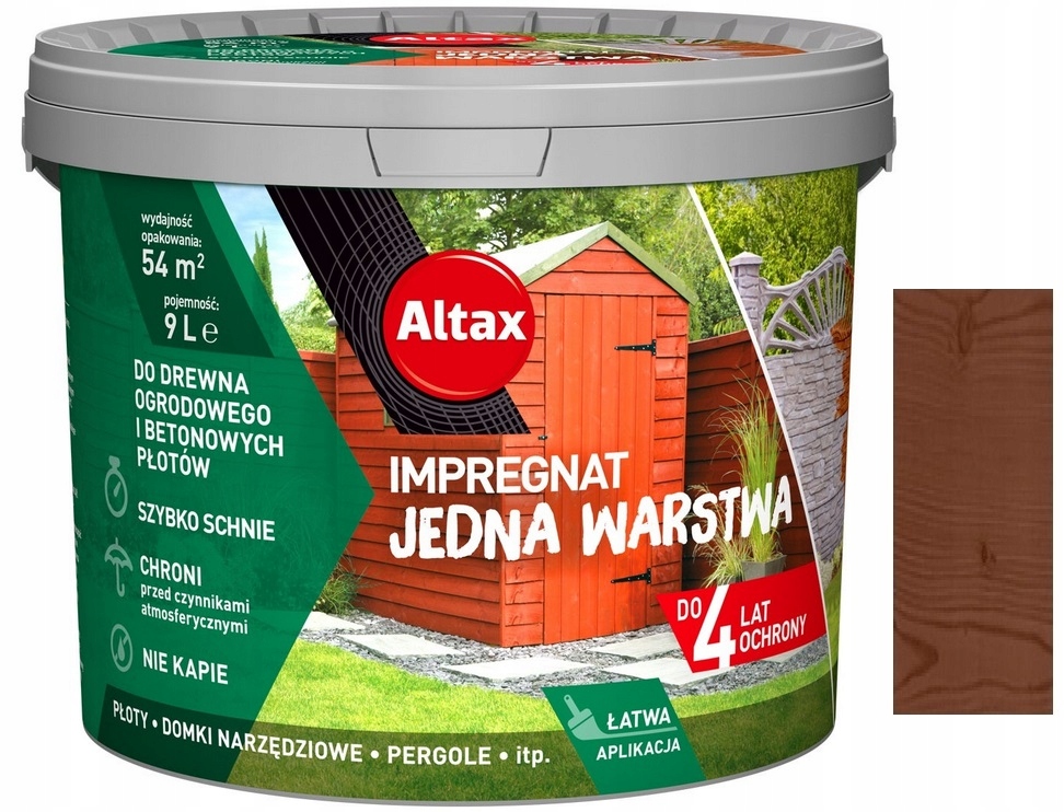 Altax Impregnat Jedna Warstwa Do Drewna Ogrodowego Kasztan 9L